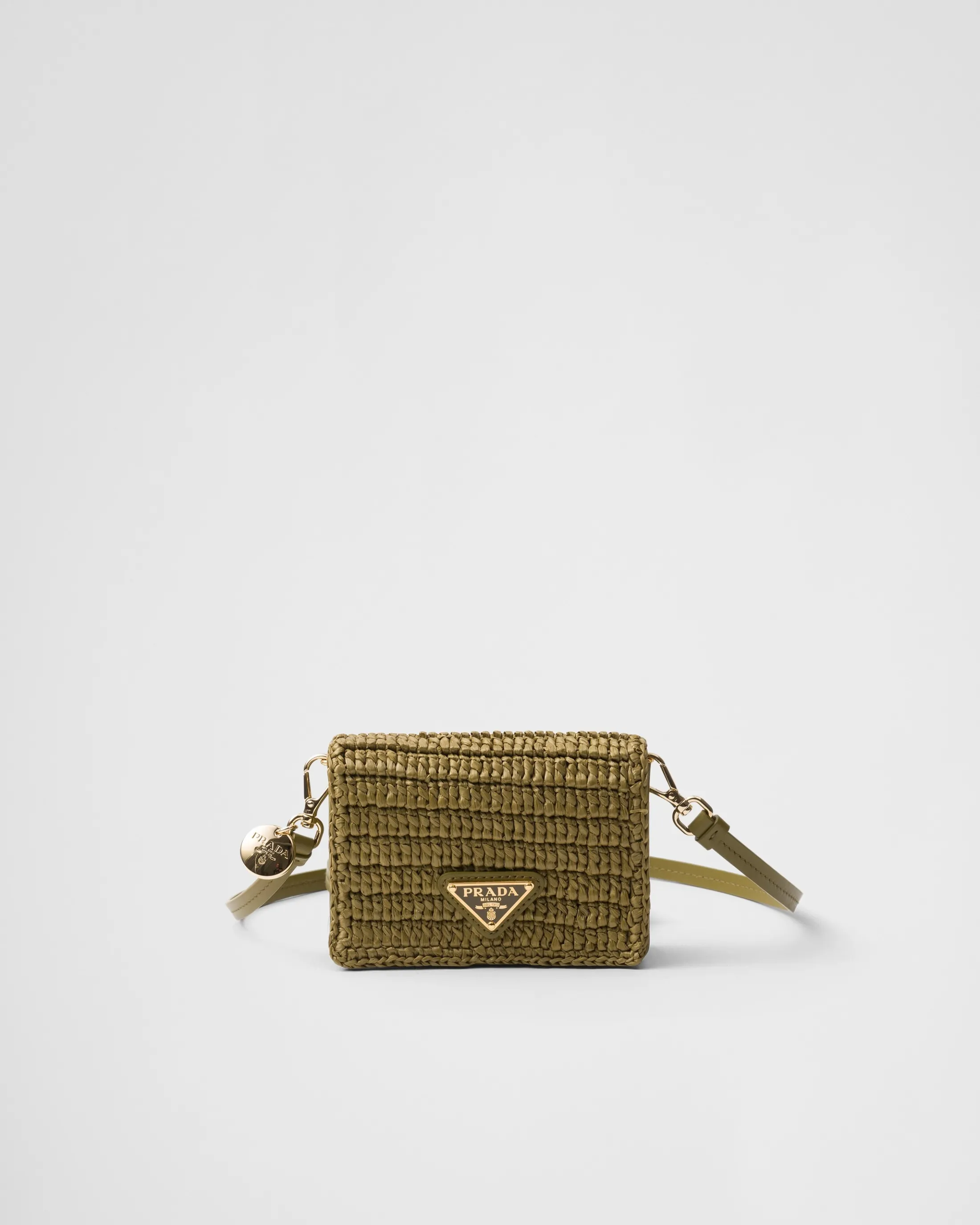 Prada Crochet card holder with shoulder strap Olivegreen Shop