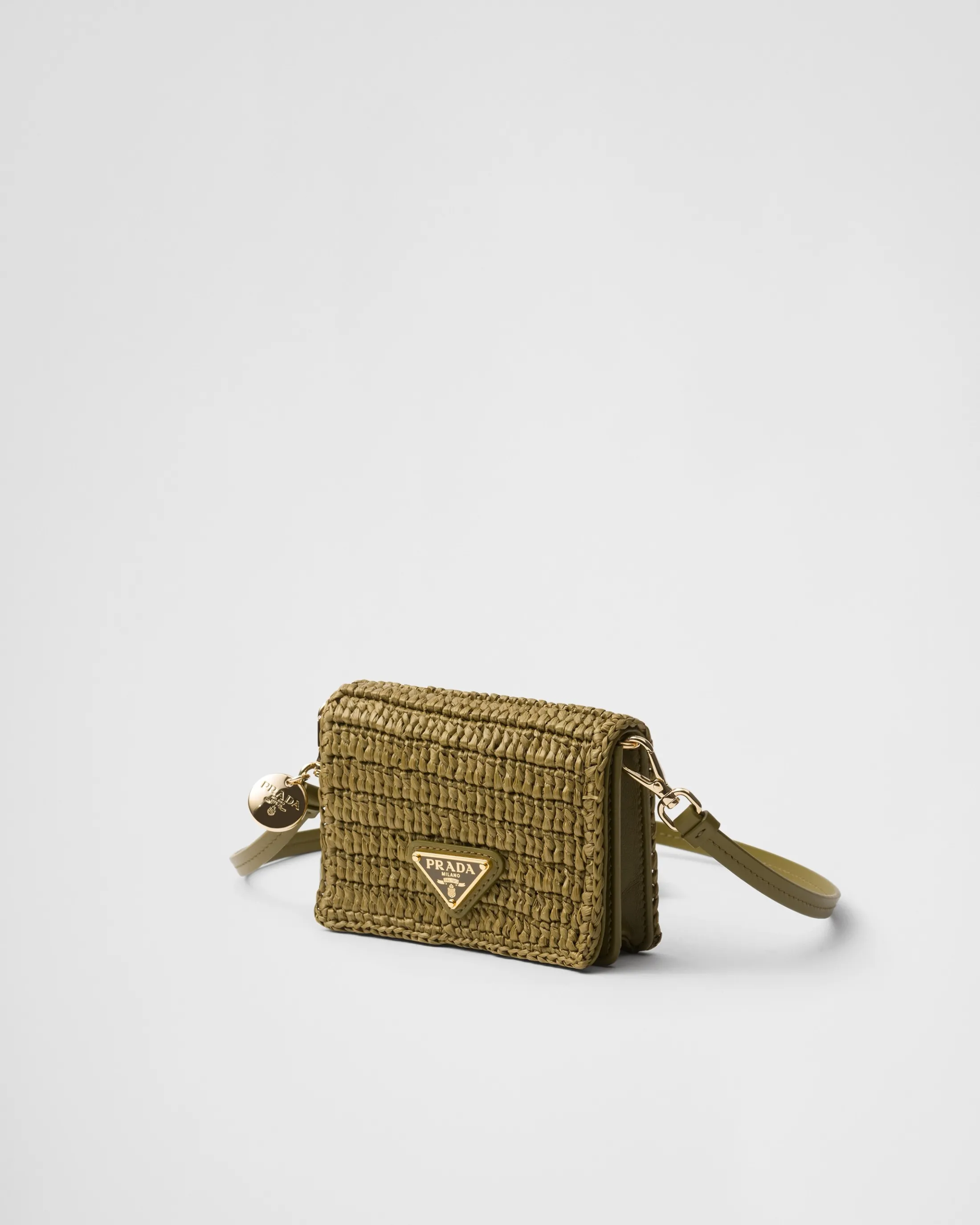 Prada Crochet card holder with shoulder strap Olivegreen Shop