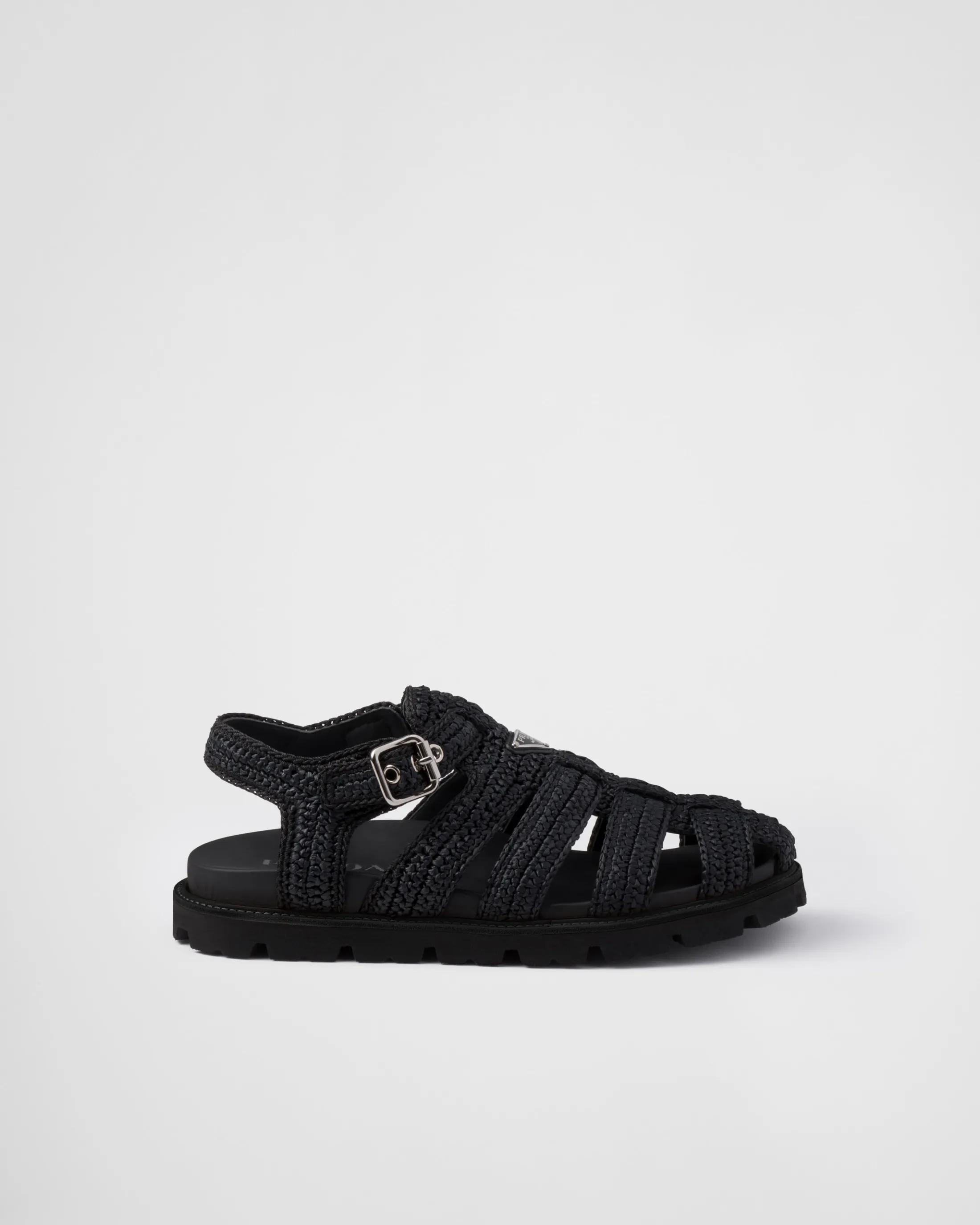 Prada Crochet fisherman sandals Black Online