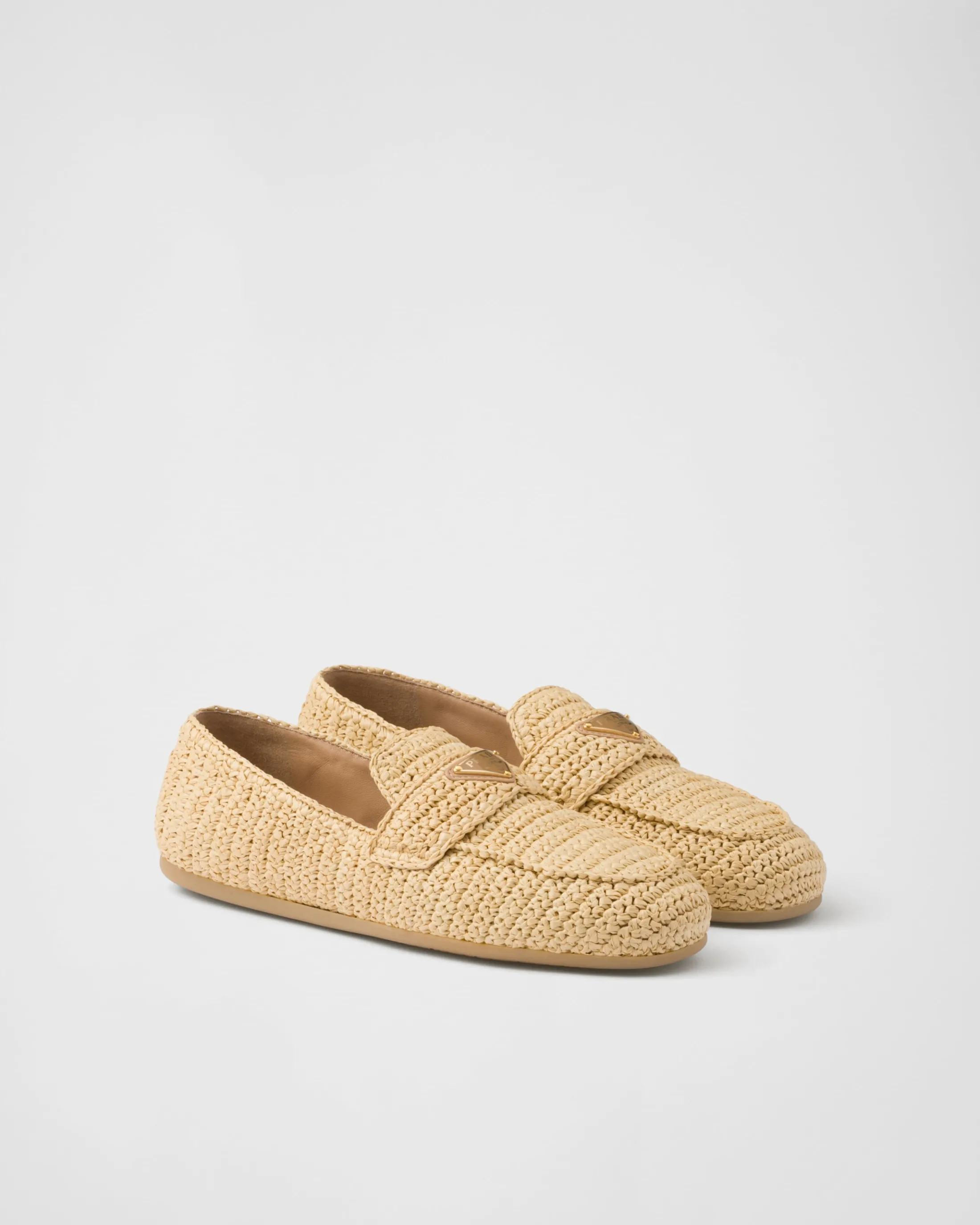 Prada Crochet loafers Natural Flash Sale