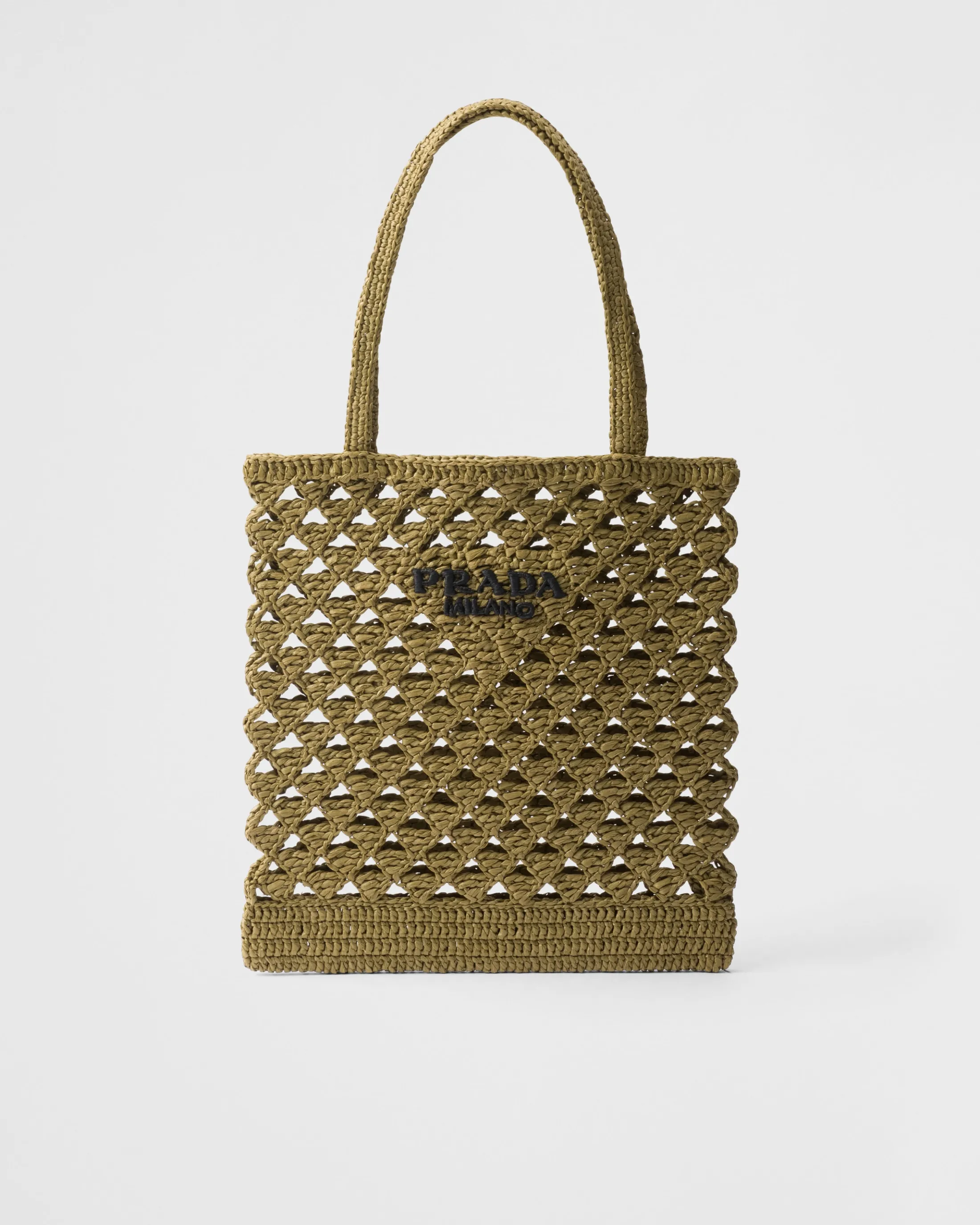 Prada Crochet tote bag Olivegreen Hot