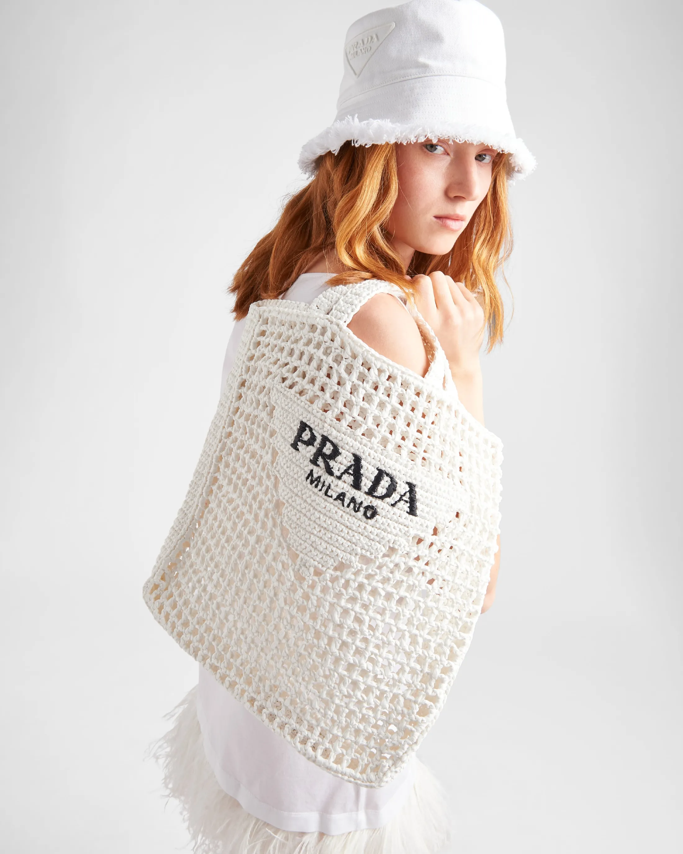 Prada Crochet tote bag White Shop