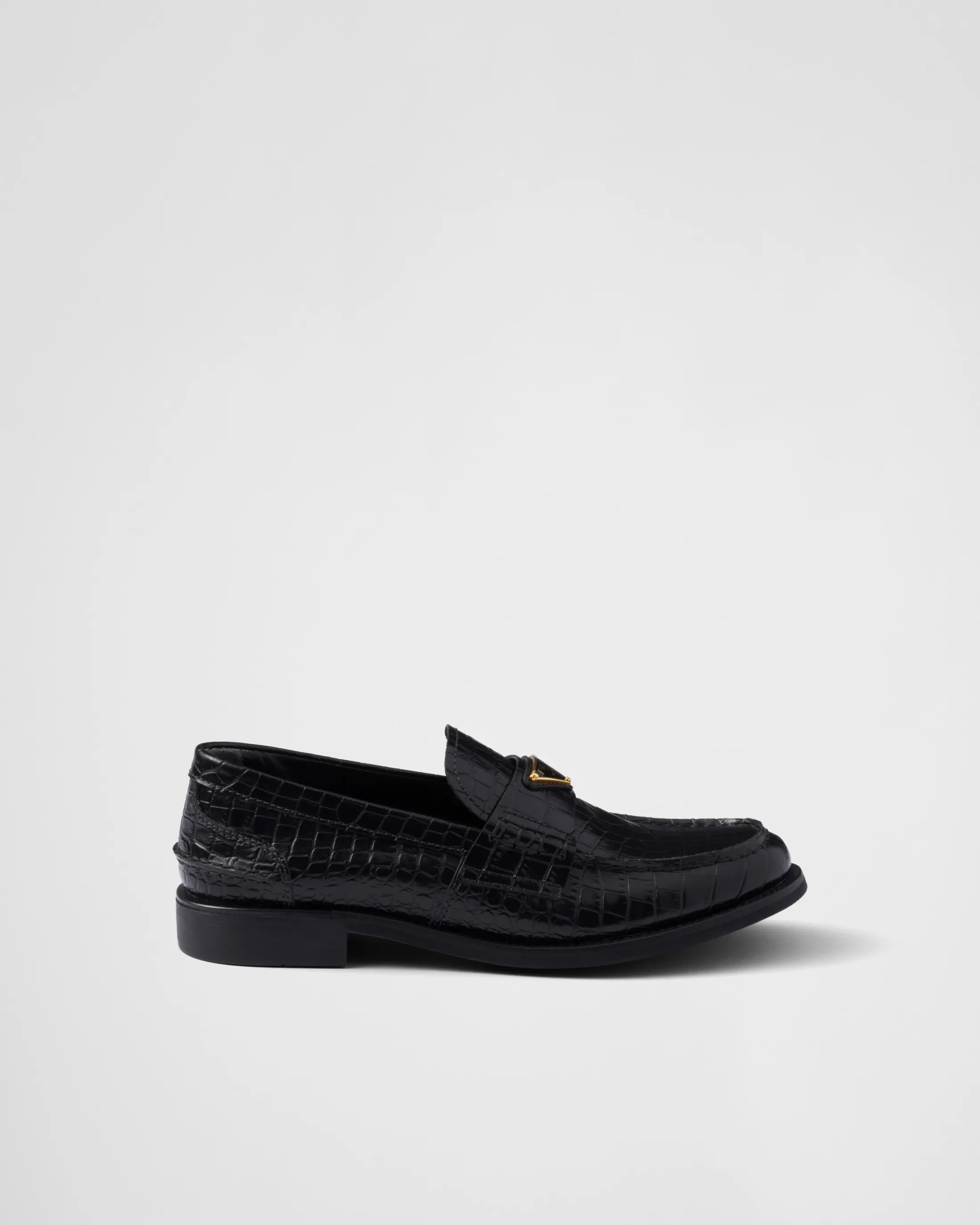 Prada Croco-print leather loafers Black Shop