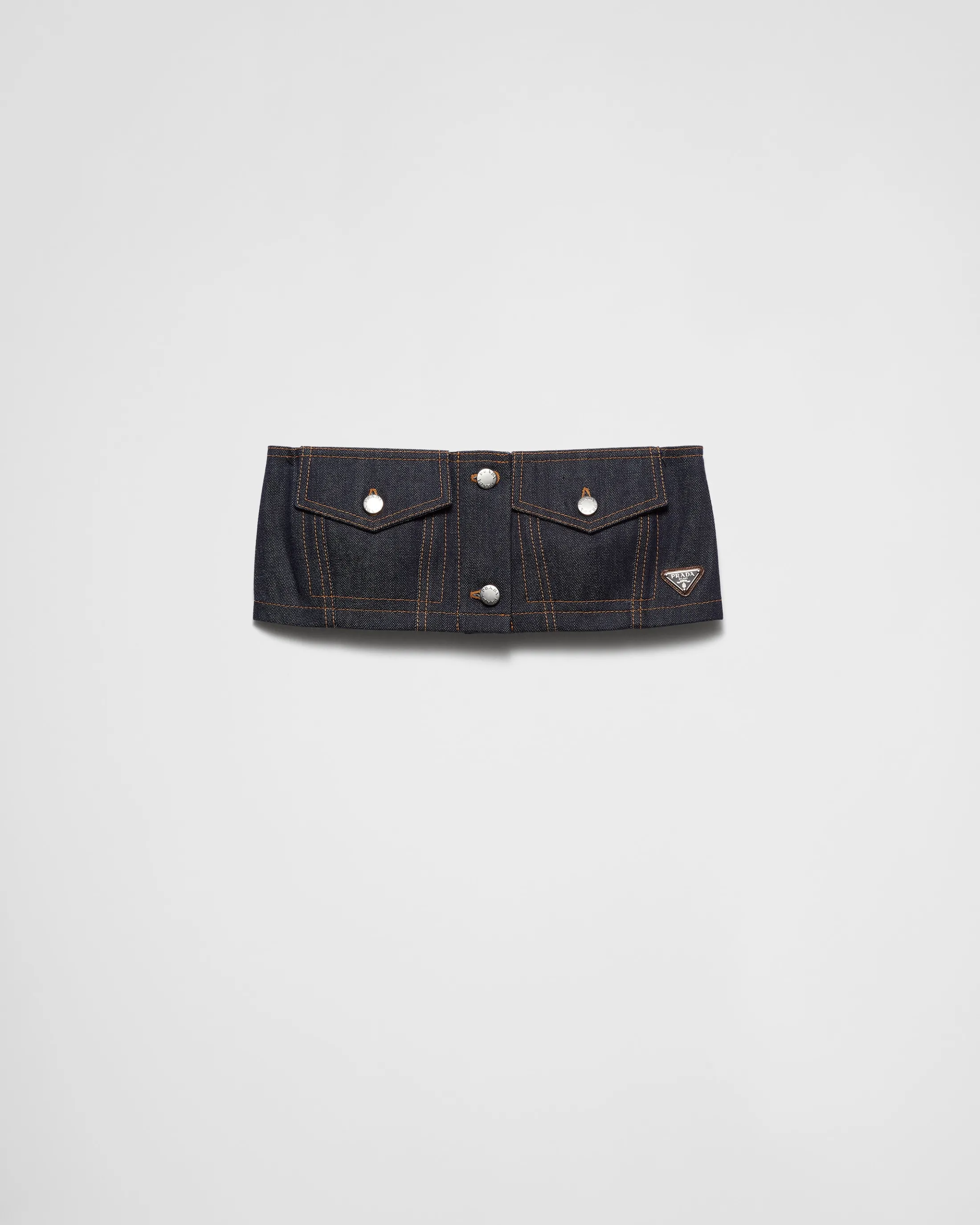 Prada Crop top in selvedge denim Navy Best Sale