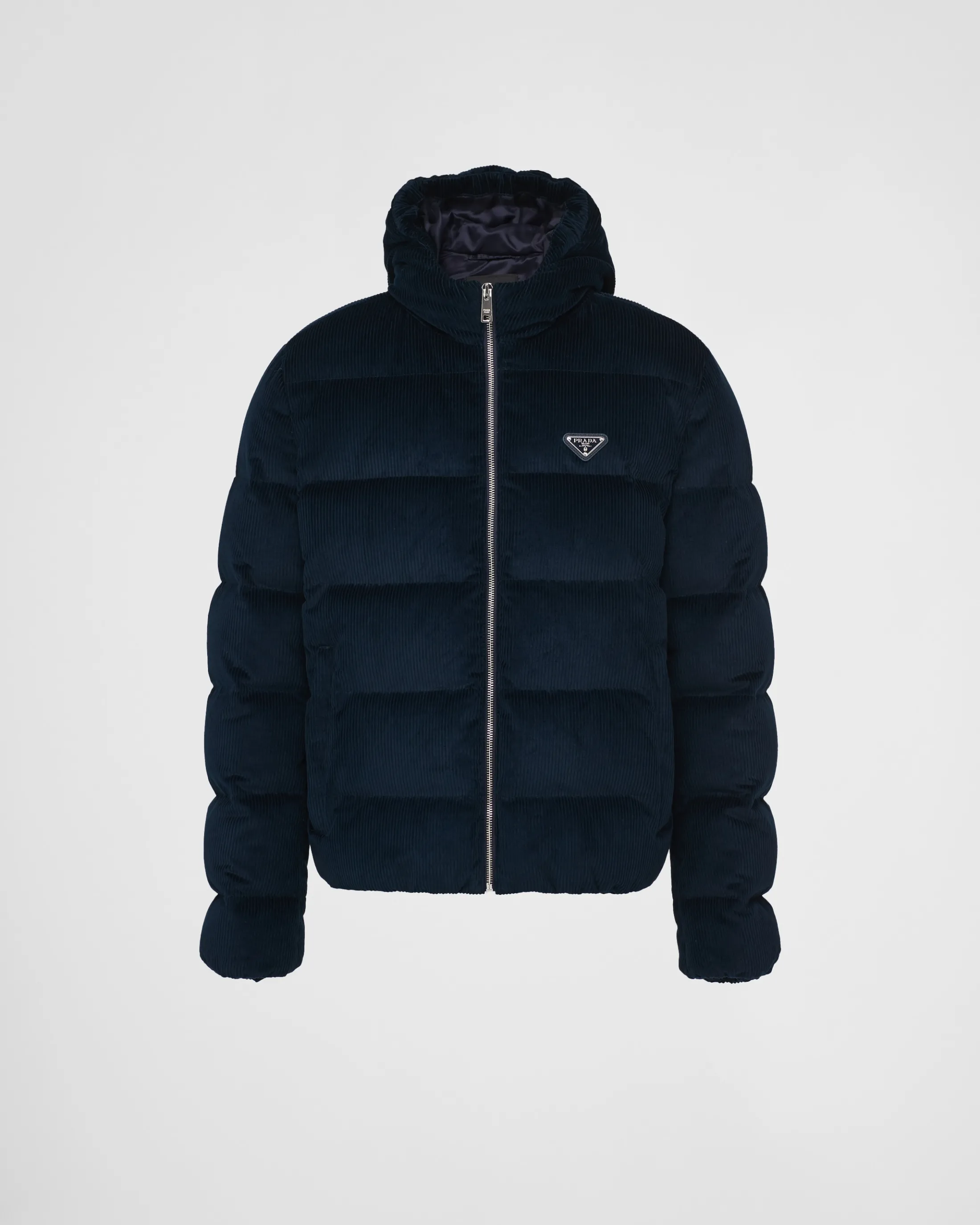 Prada Cropped corduroy down jacket Blue Fashion