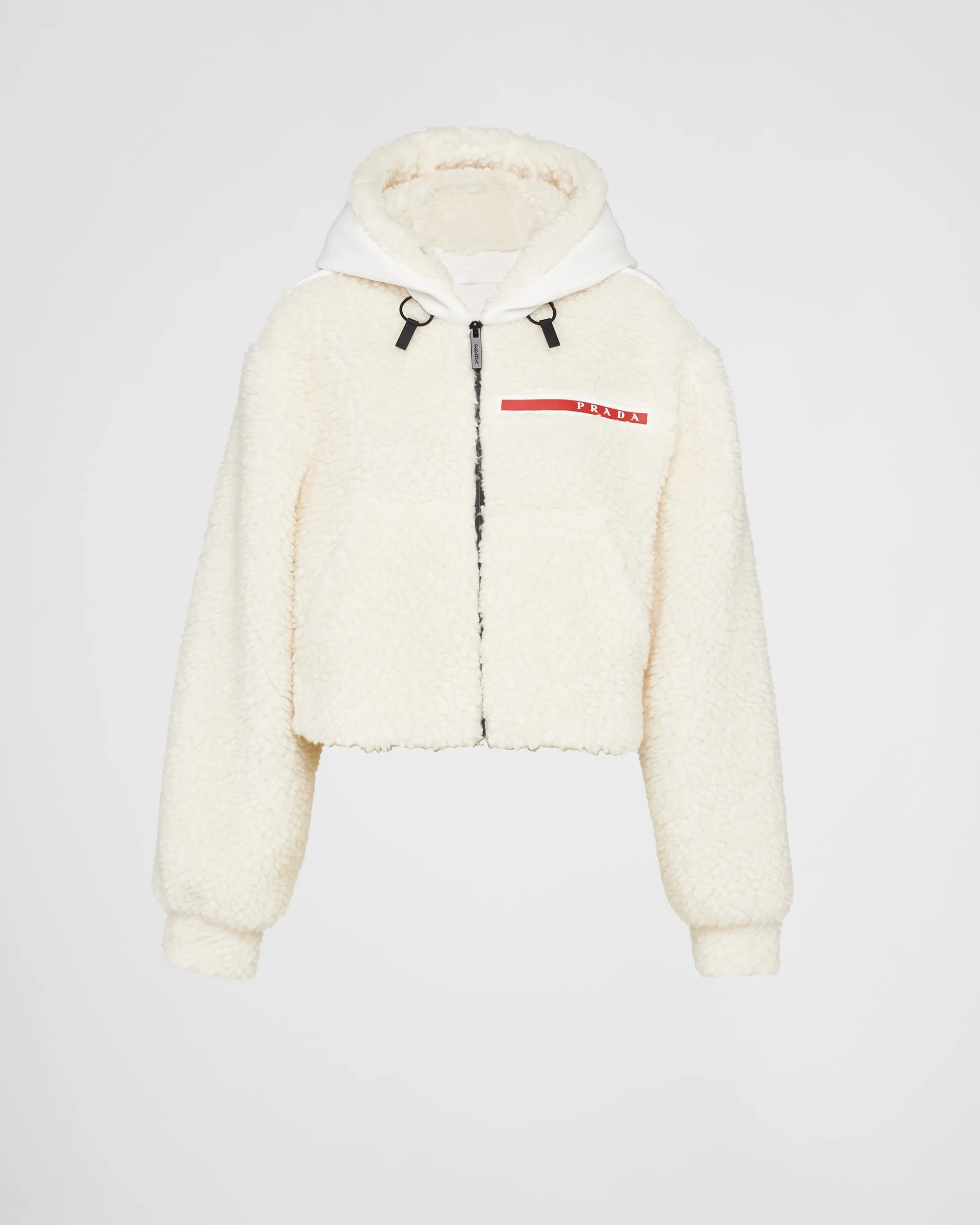 Prada Cropped double fleece jacket White/white Cheap