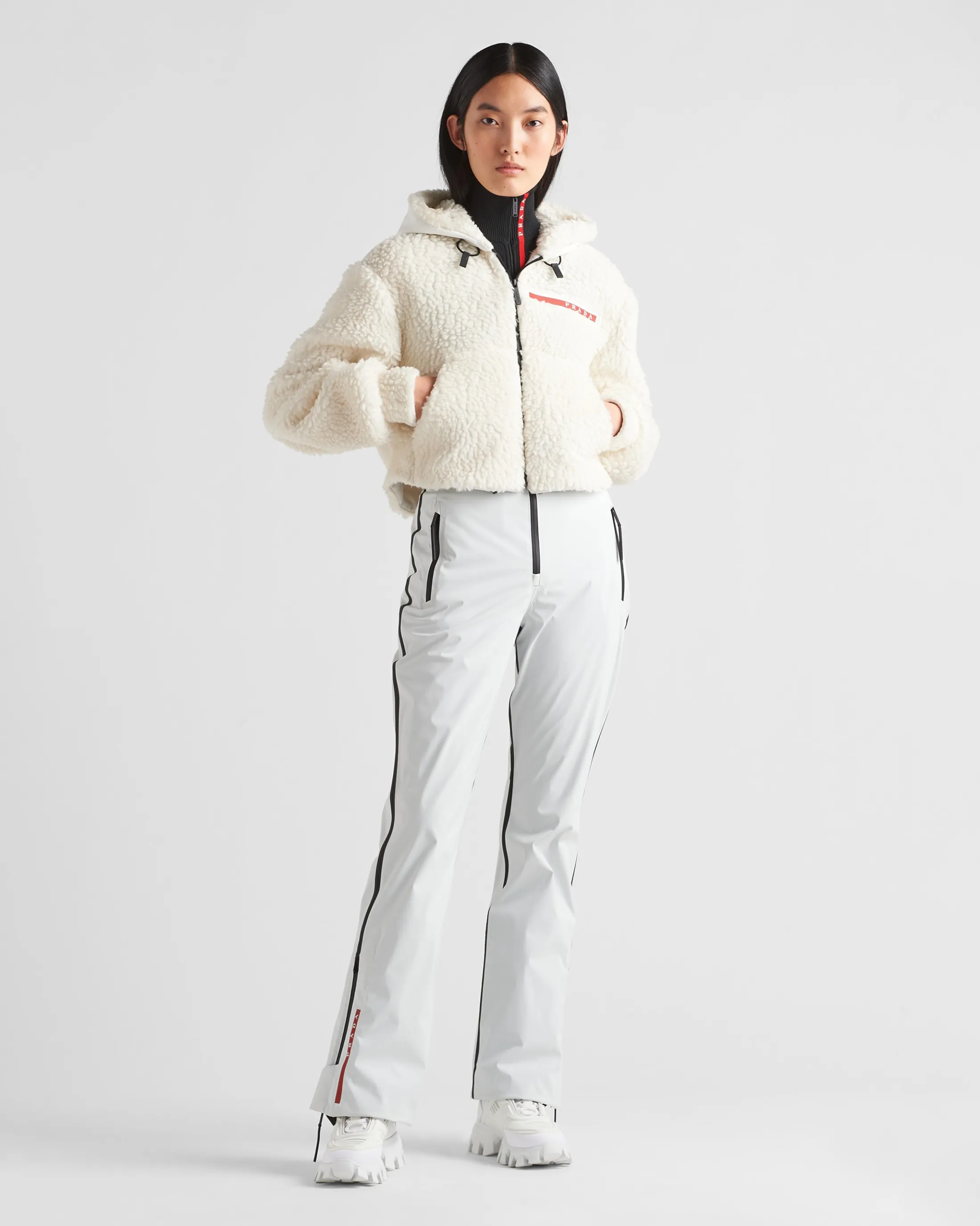 Prada Cropped double fleece jacket White/white Cheap