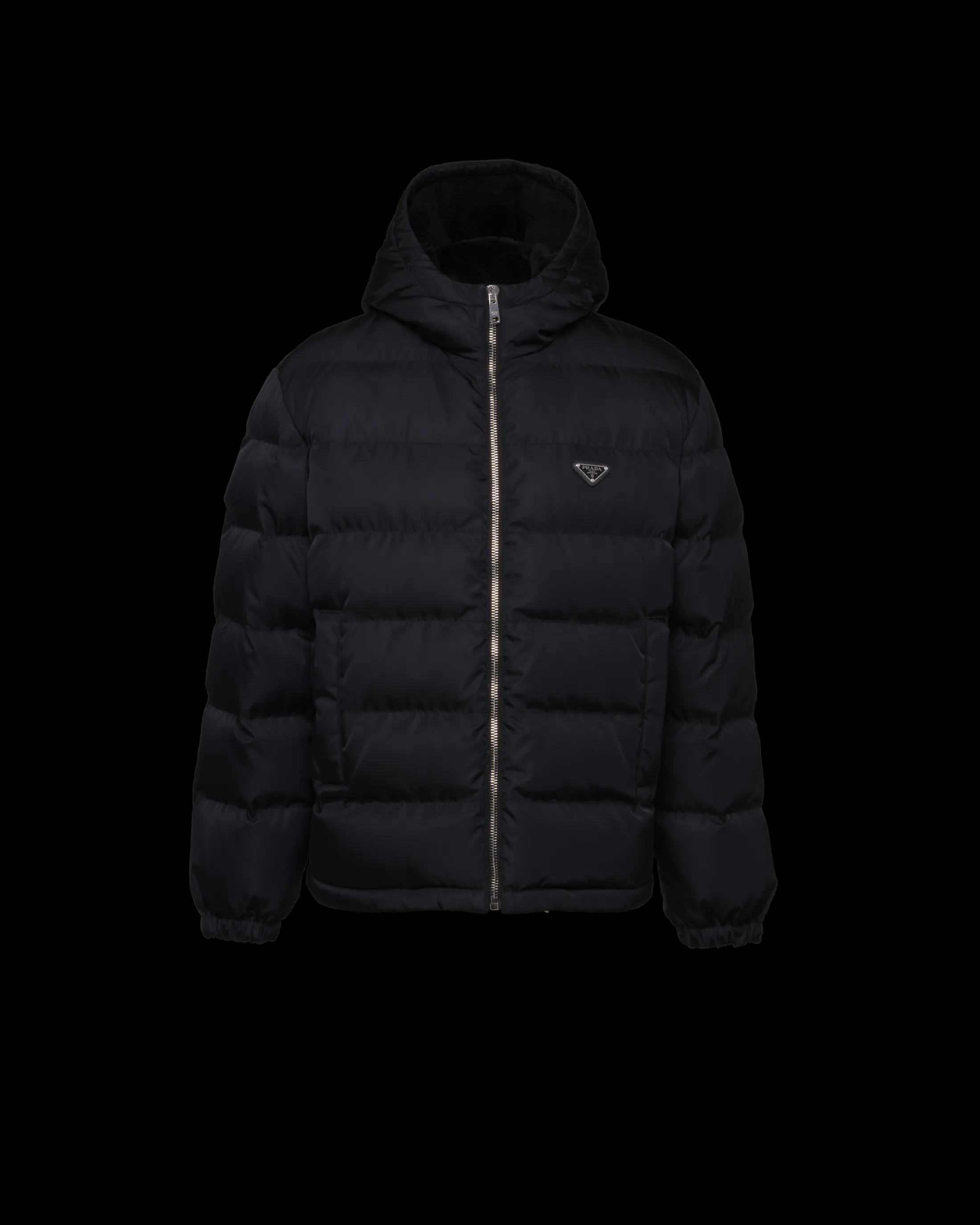 Prada Cropped Re-Nylon down jacket Black Best Sale