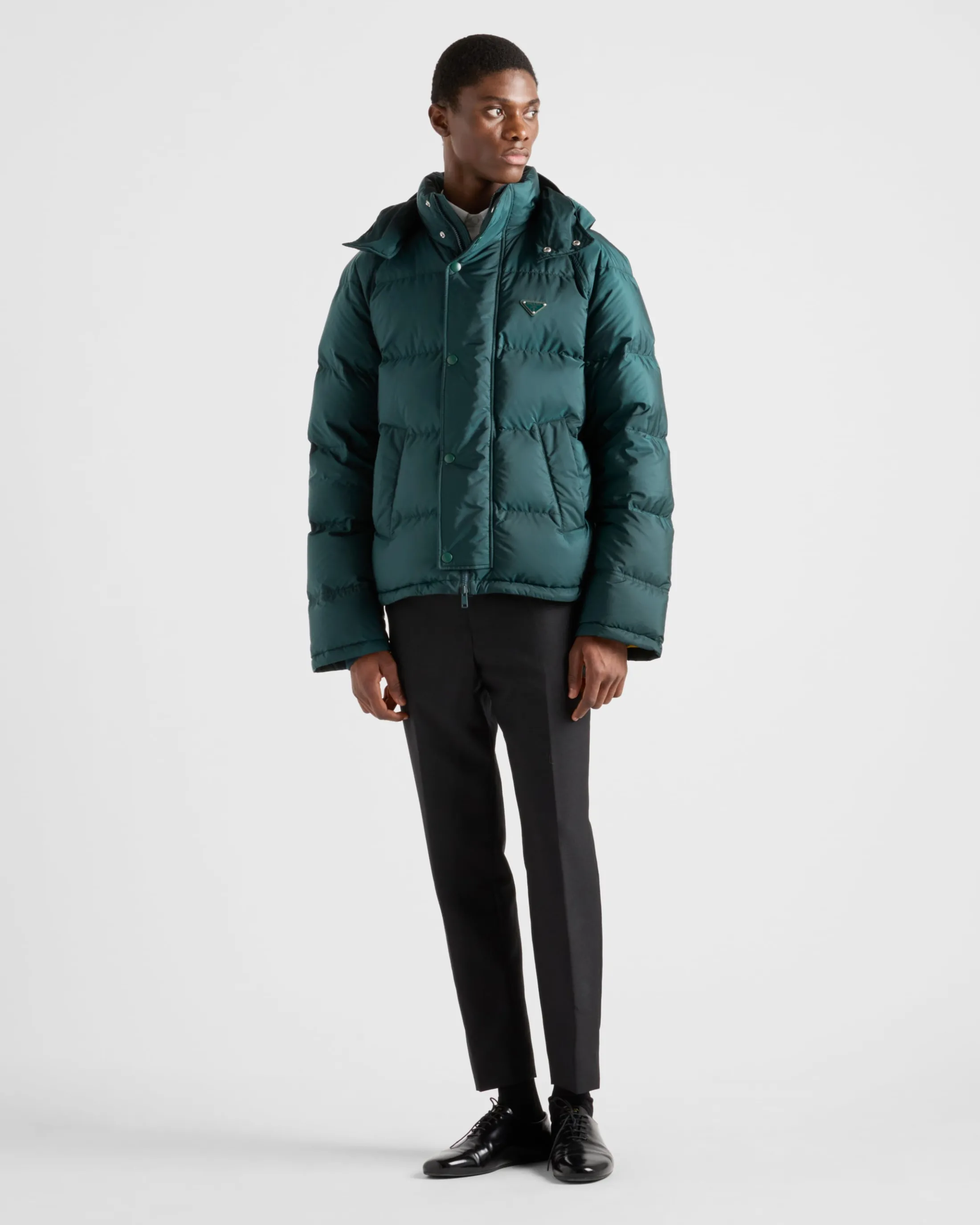 Prada Cropped Re-Nylon down jacket Bottlegreen Online