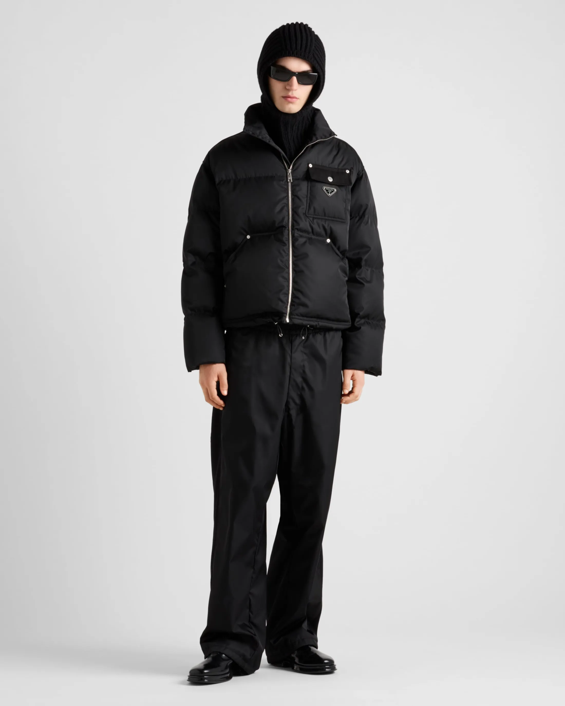 Prada Cropped Re-Nylon down jacket Black Flash Sale