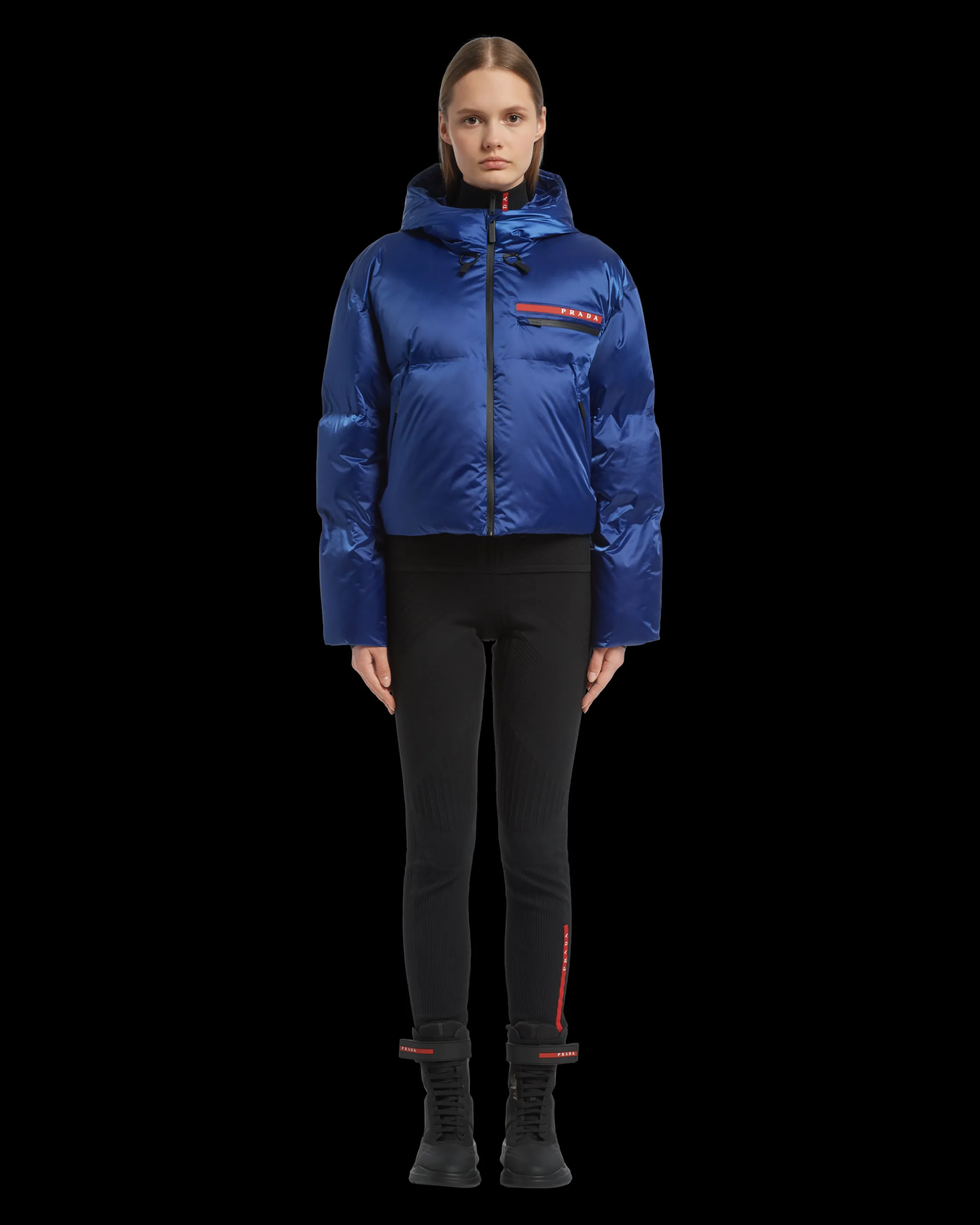 Prada Cropped technical Re-Nylon down jacket Indigoblue Sale