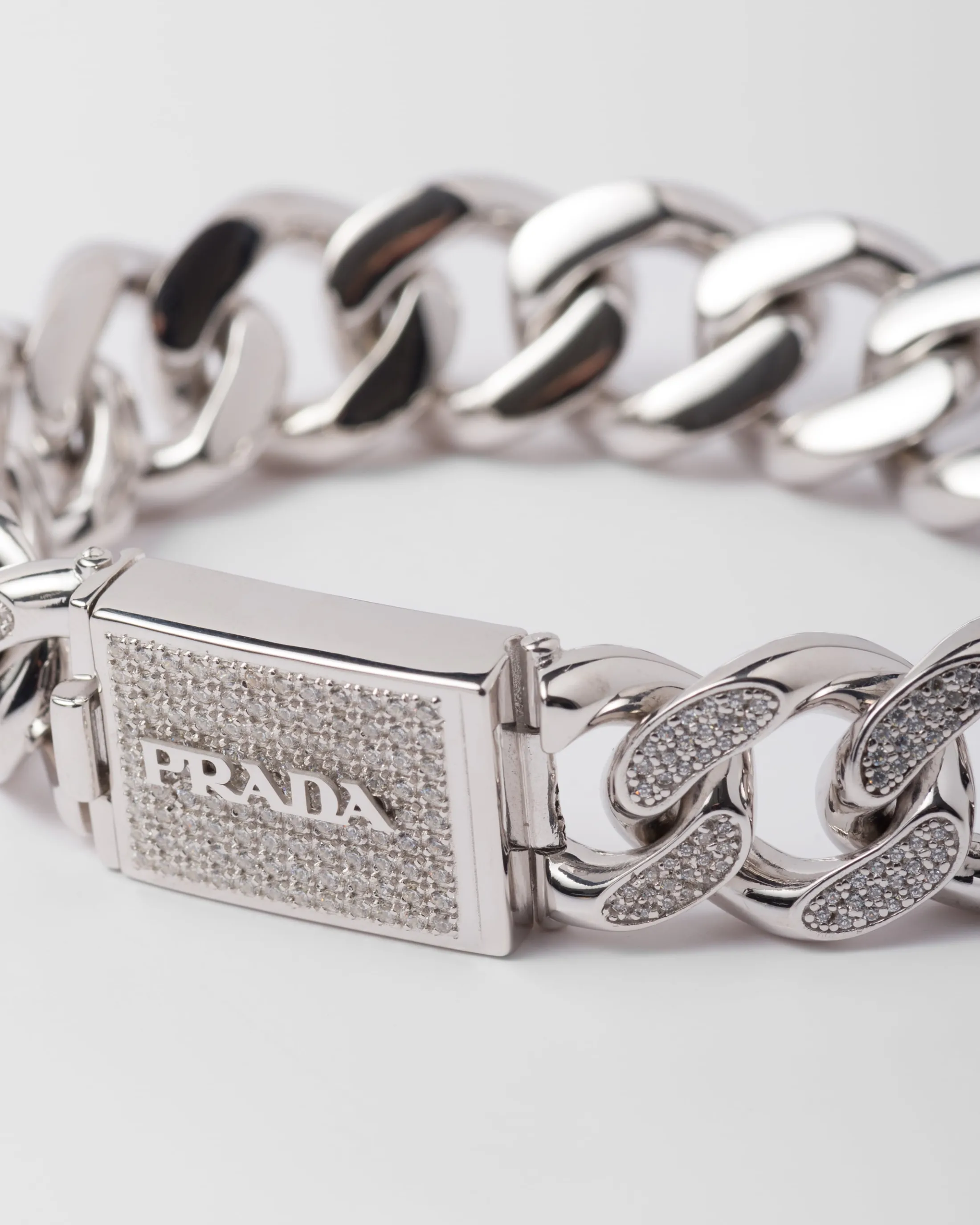 Prada Crystal Logo Jewels bracelet Silver Clearance