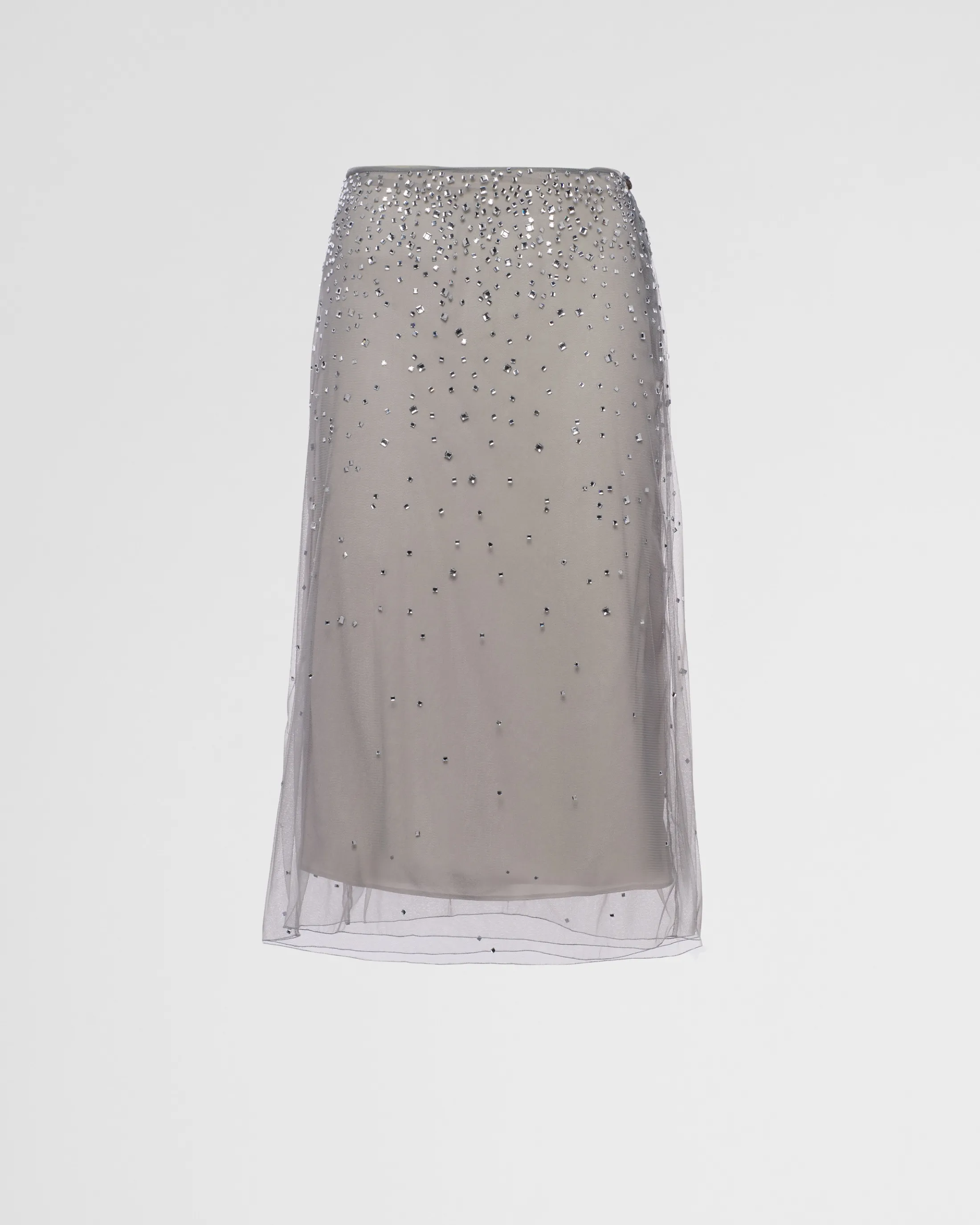 Prada Crystal-studded tulle midi-skirt Granitegray Online