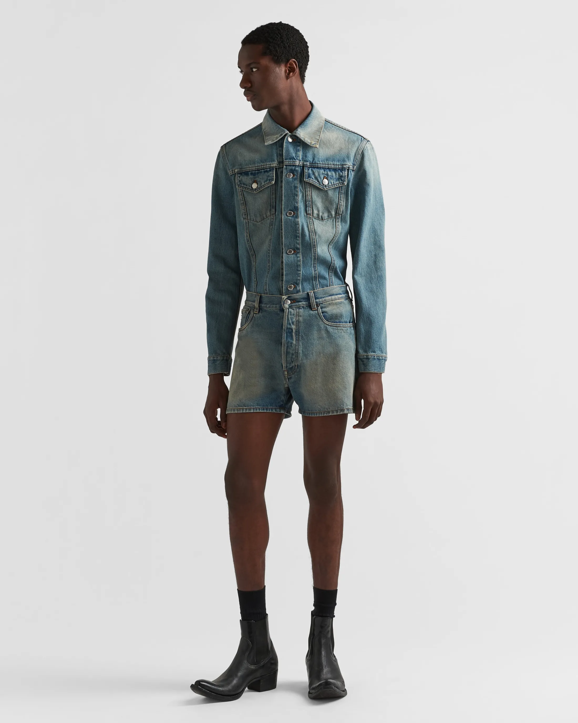 Prada Denim blouson jacket Lightblue Flash Sale