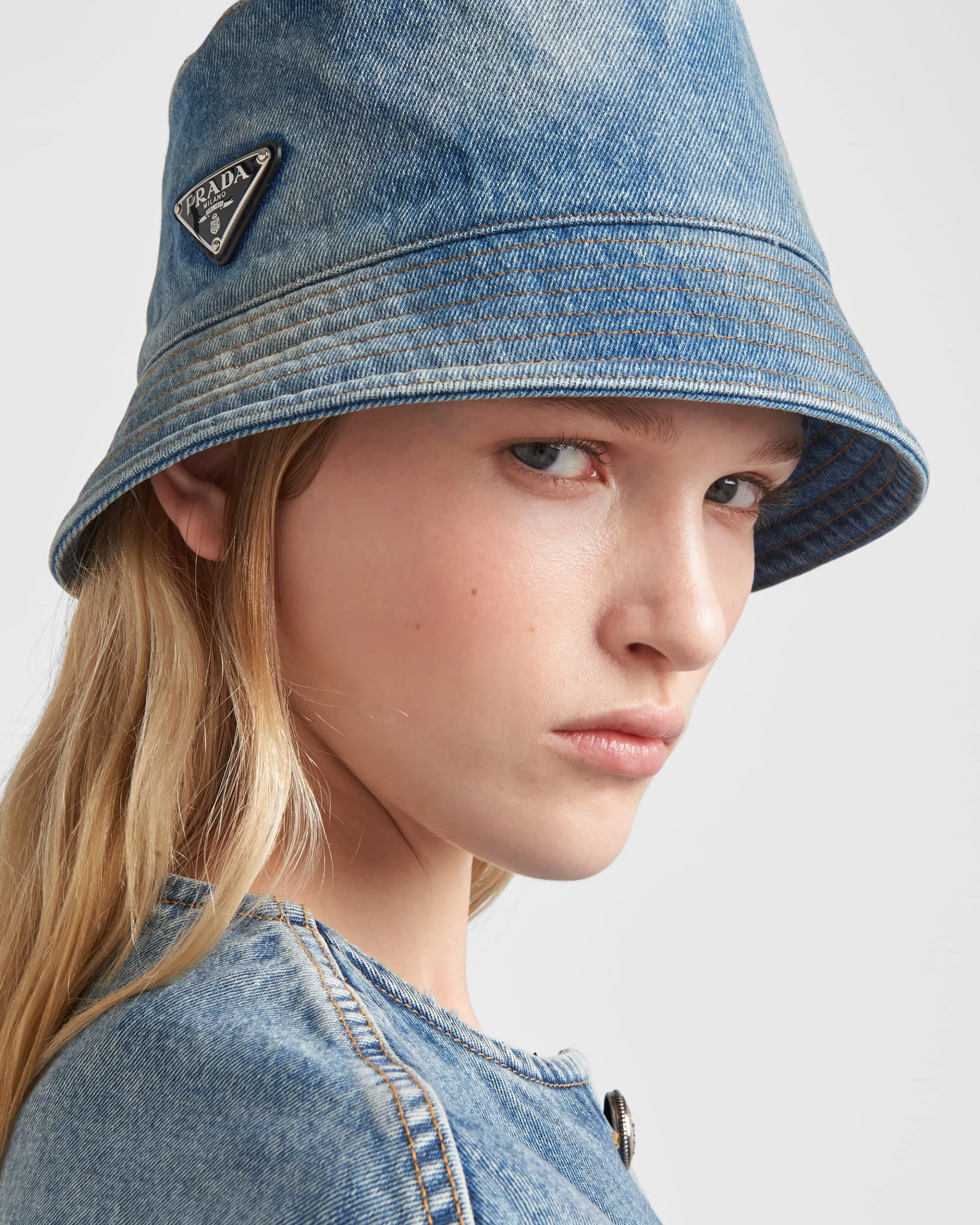 Prada Denim bucket hat Lightblue Cheap