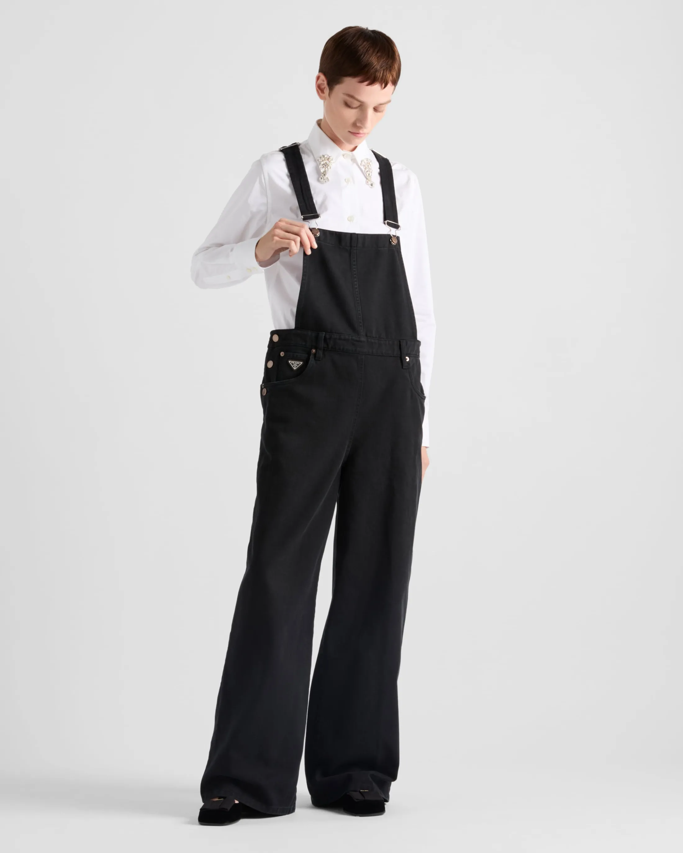 Prada Denim overalls Black Flash Sale