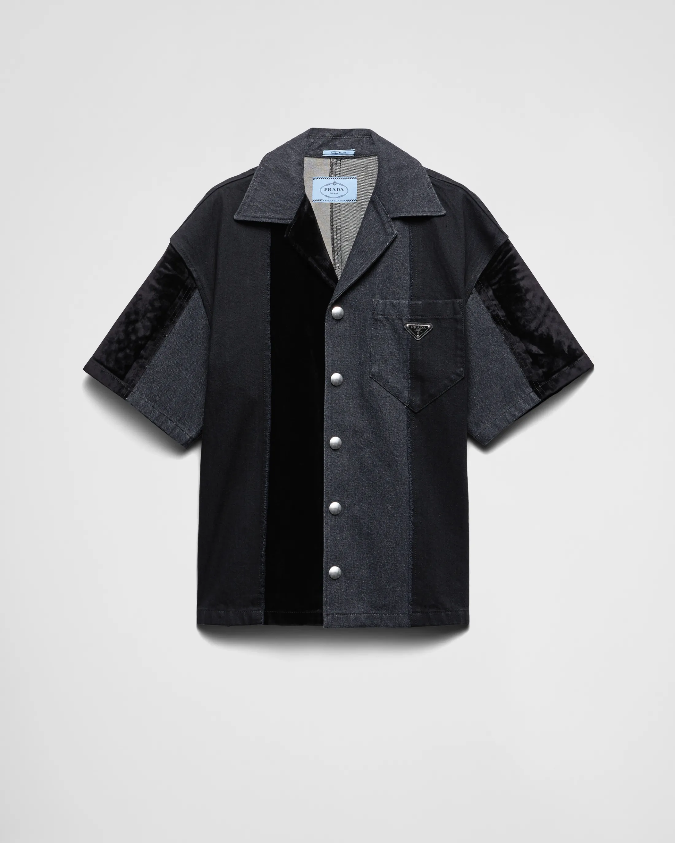 Prada Denim patchwork shirt Black Store