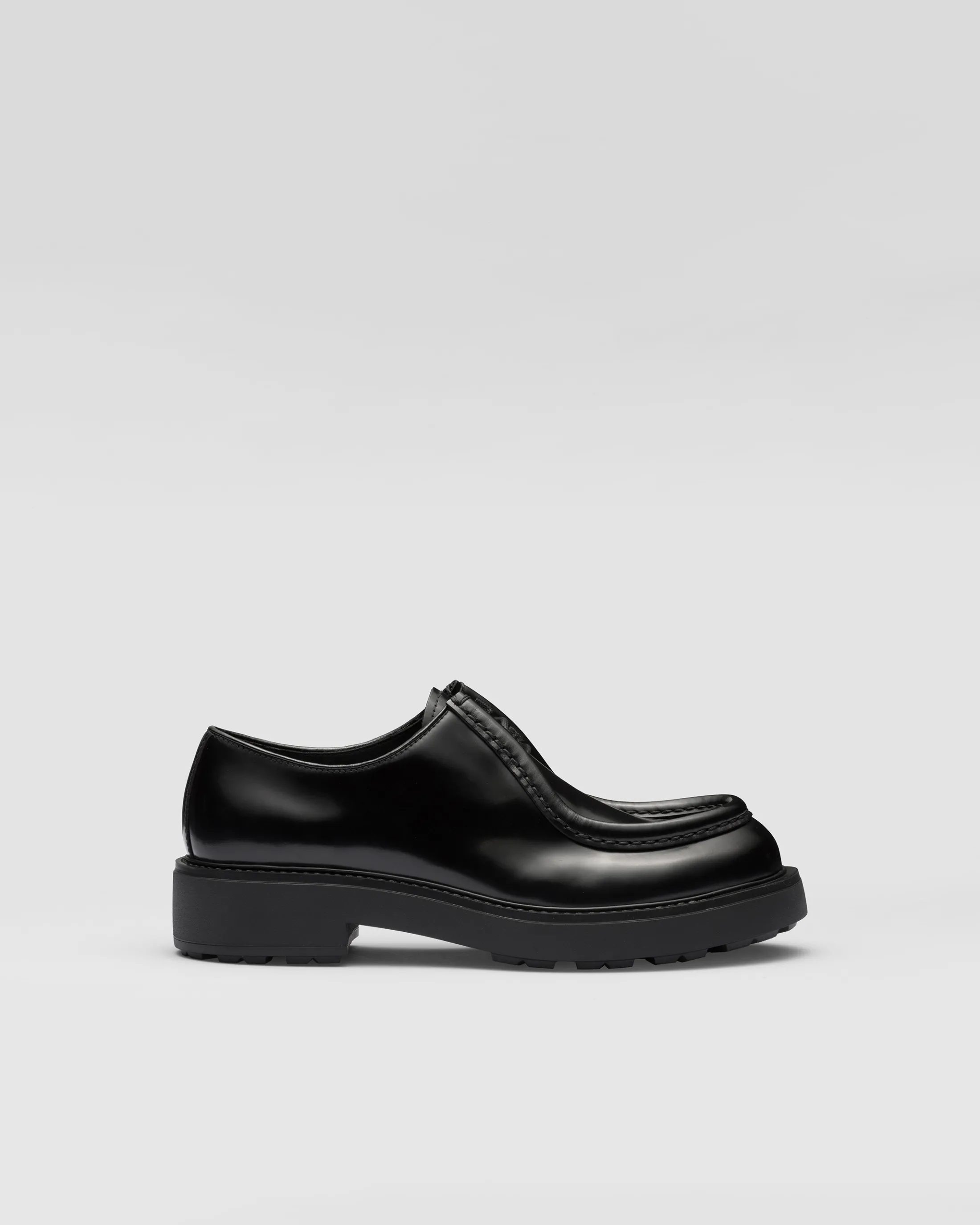 Prada Diapason opaque brushed leather lace-up shoes Black Online