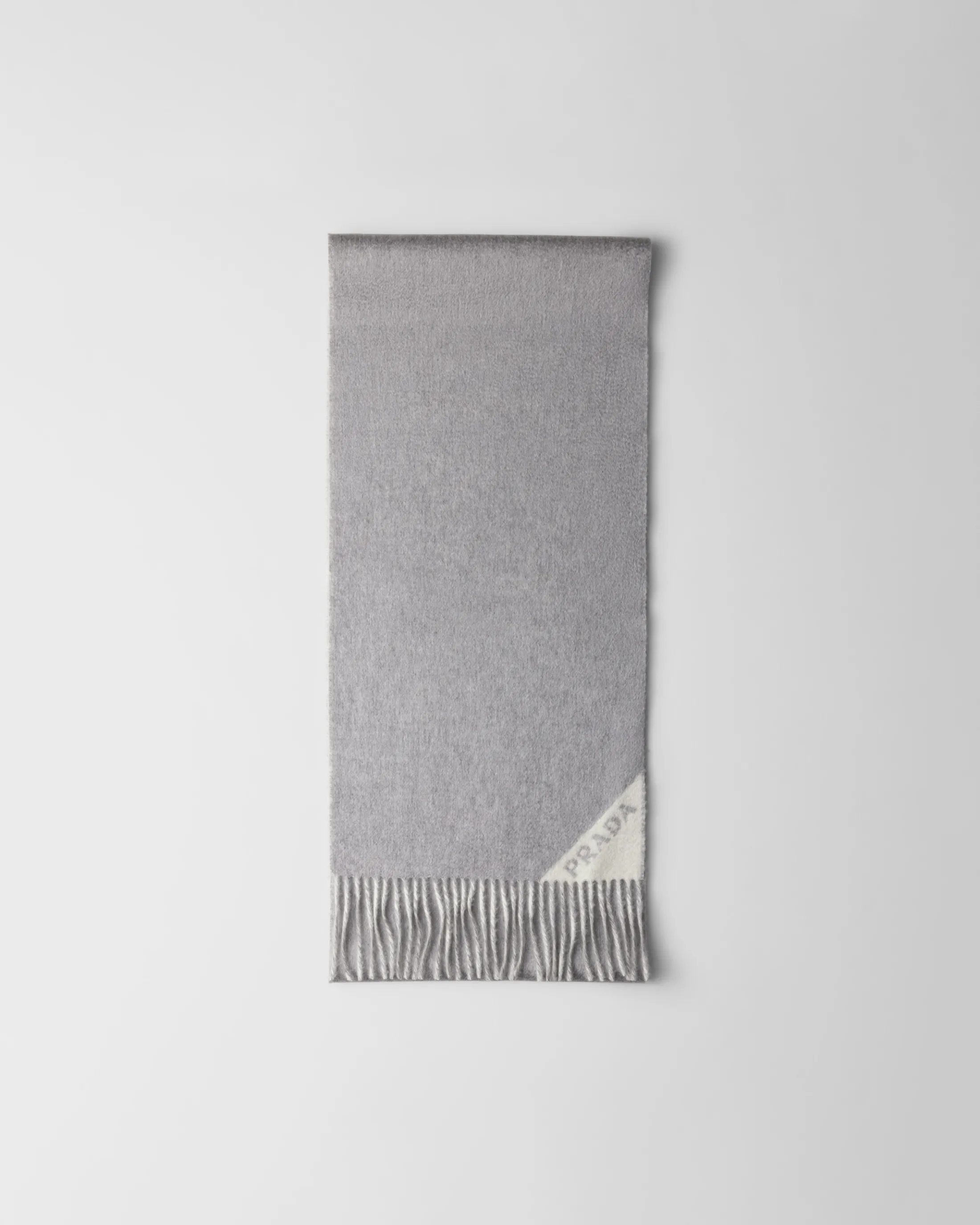 Prada Double cashmere scarf Gray/chalkwhite Cheap