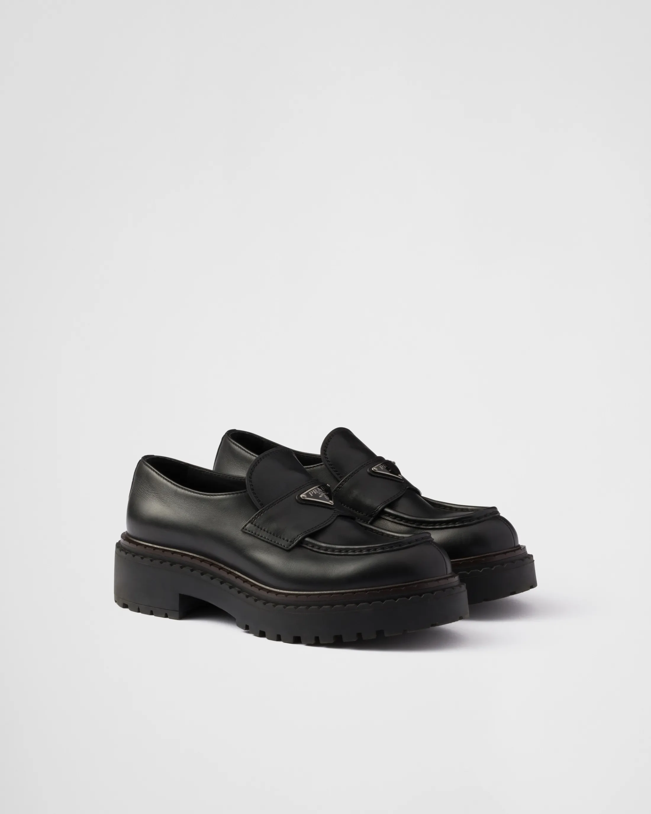 Prada Double Chocolate leather loafers Black Online