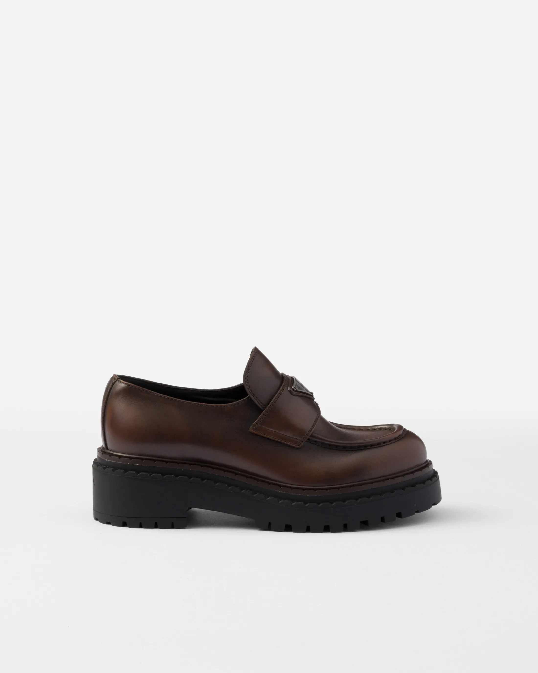 Prada Double Chocolate leather loafers Darkbrown Shop