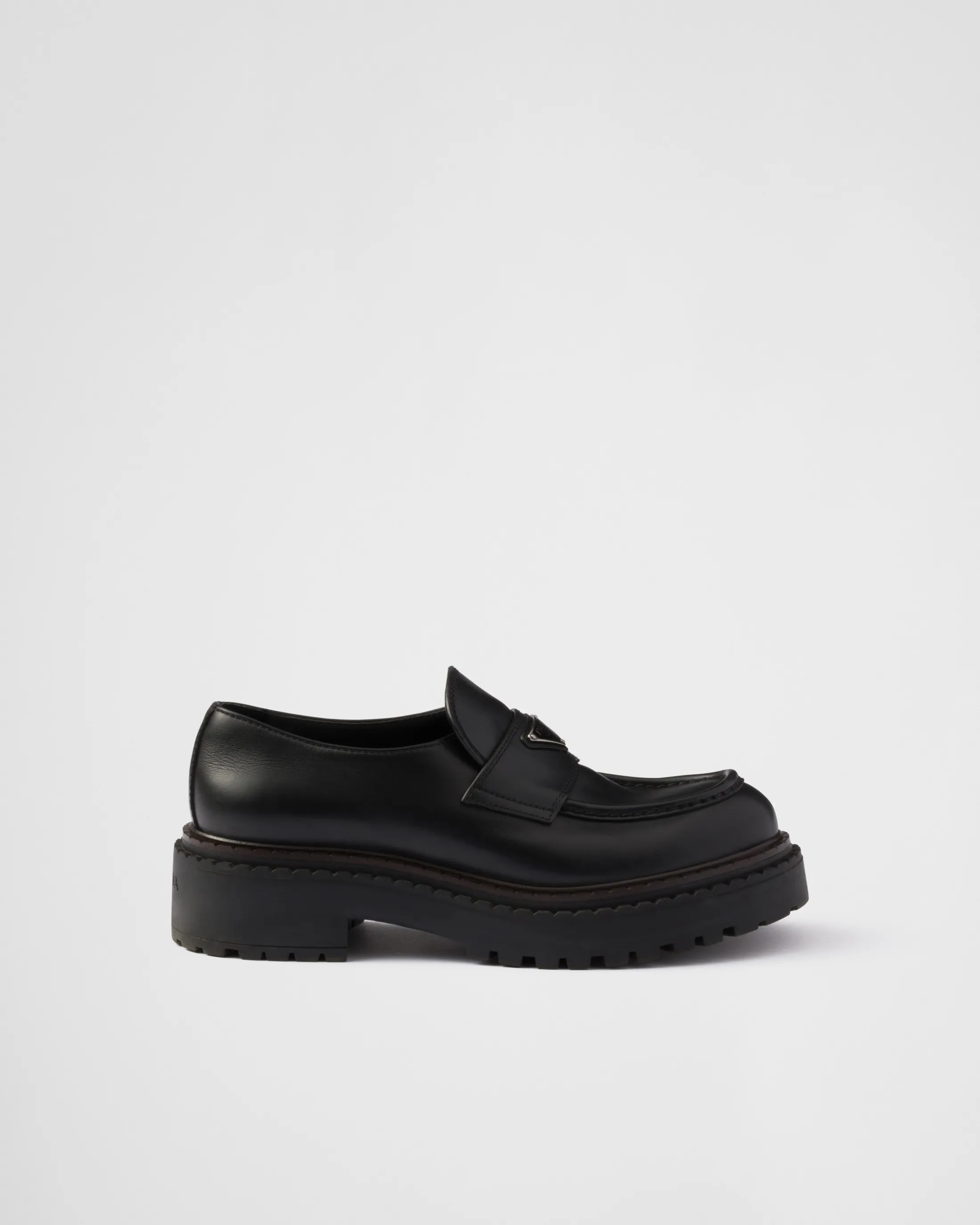 Prada Double Chocolate leather loafers Black Online