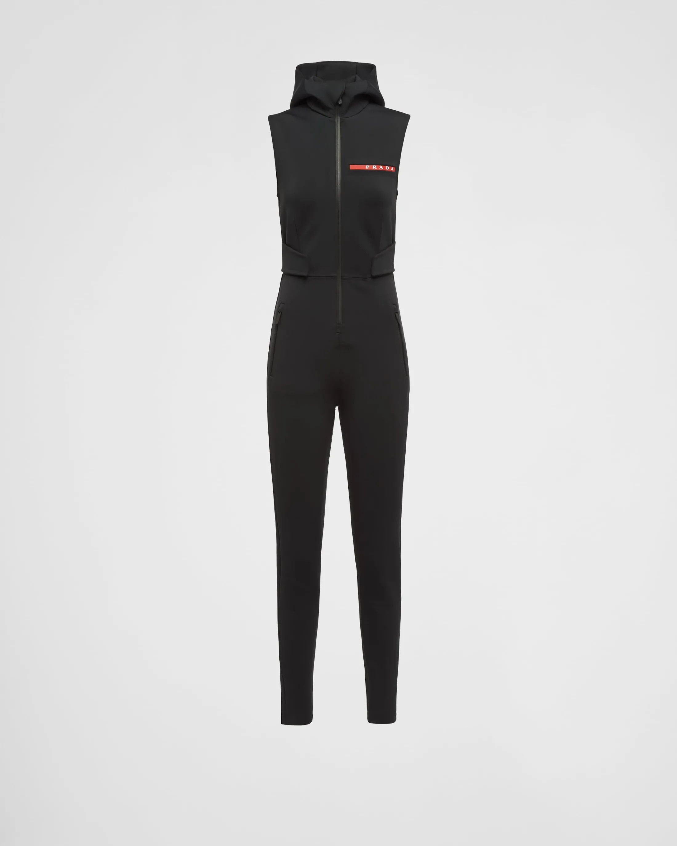 Prada Double jersey jumpsuit Black Flash Sale