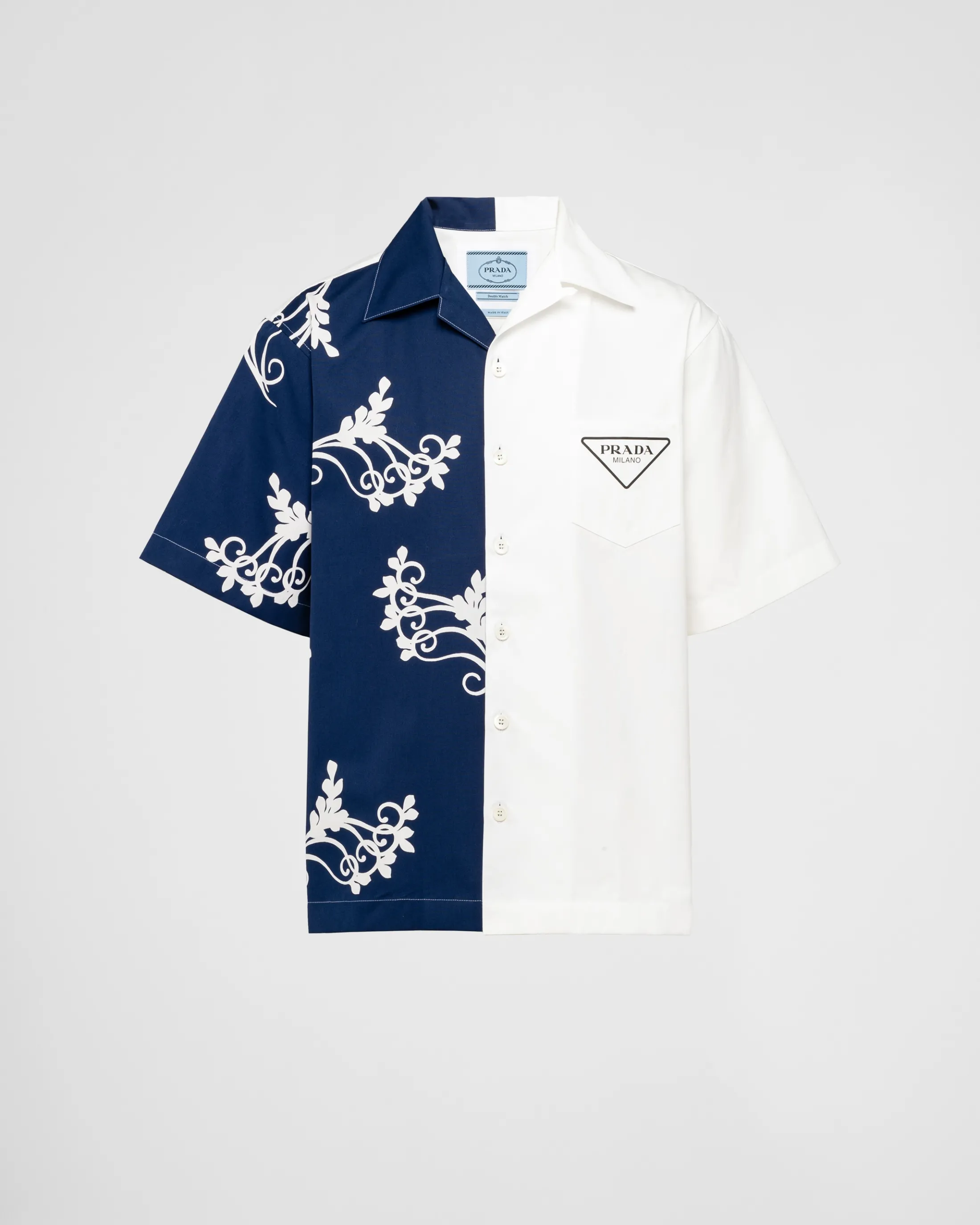 Prada Double Match cotton shirt Balticblue Hot