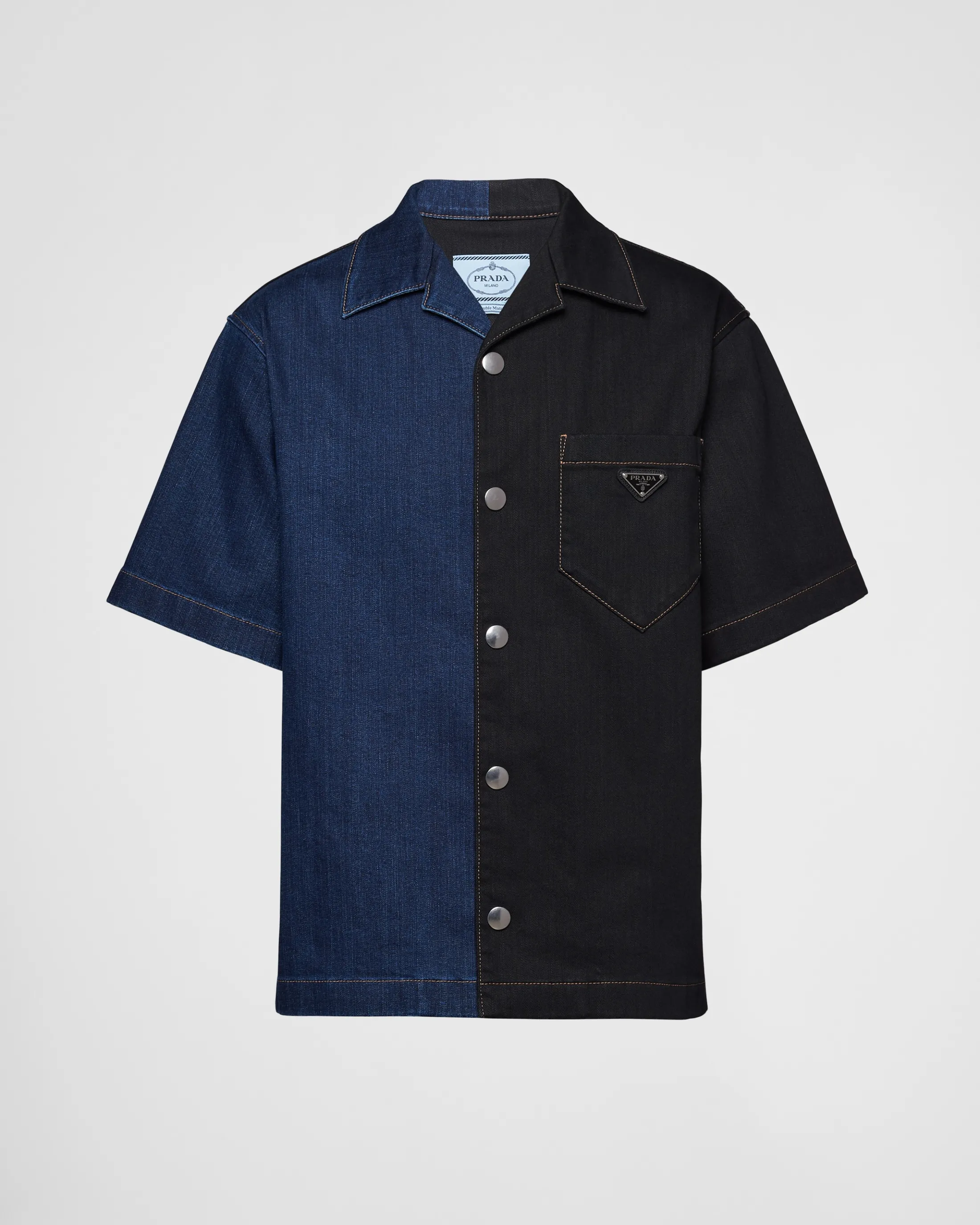 Prada Double Match denim shirt Black/blue Flash Sale