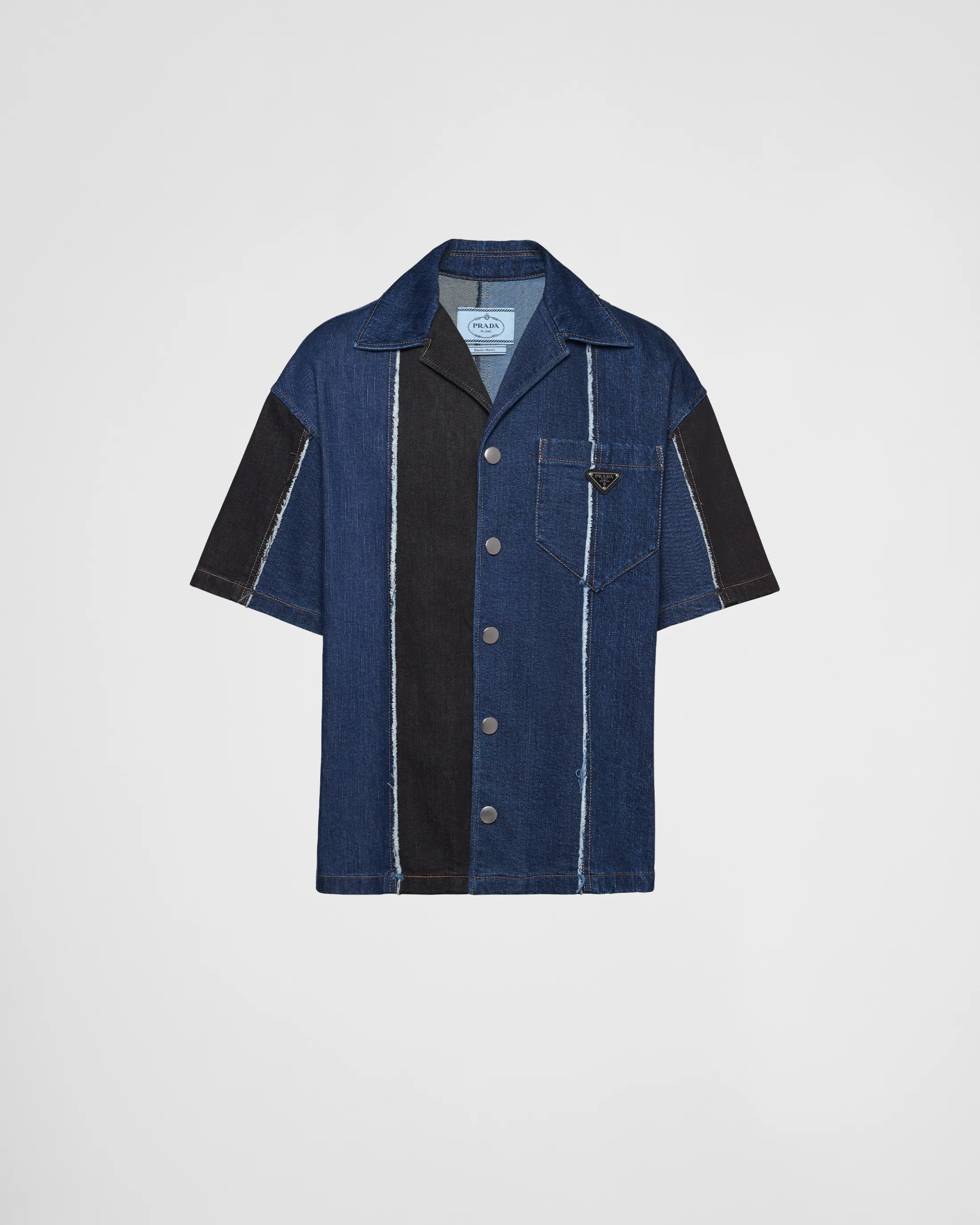 Prada Double Match striped denim shirt Navy Discount