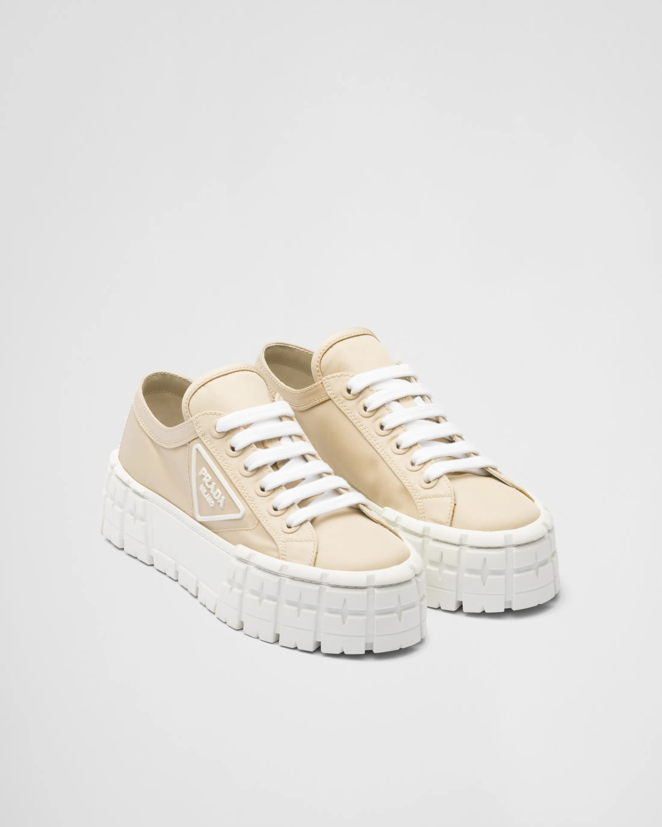 Prada Double Wheel Re-Nylon gabardine sneakers Desertbeige Outlet