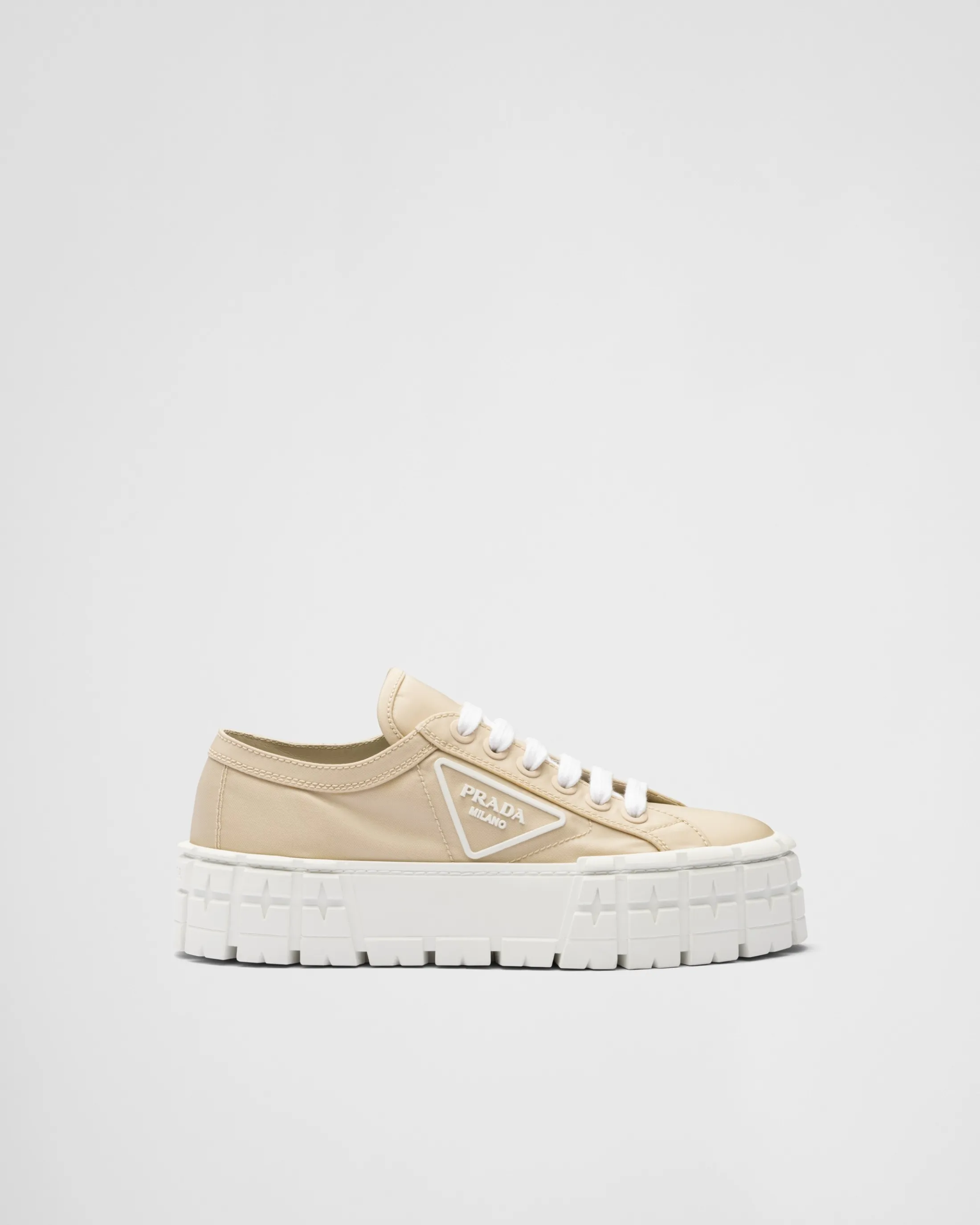 Prada Double Wheel Re-Nylon gabardine sneakers Desertbeige Outlet