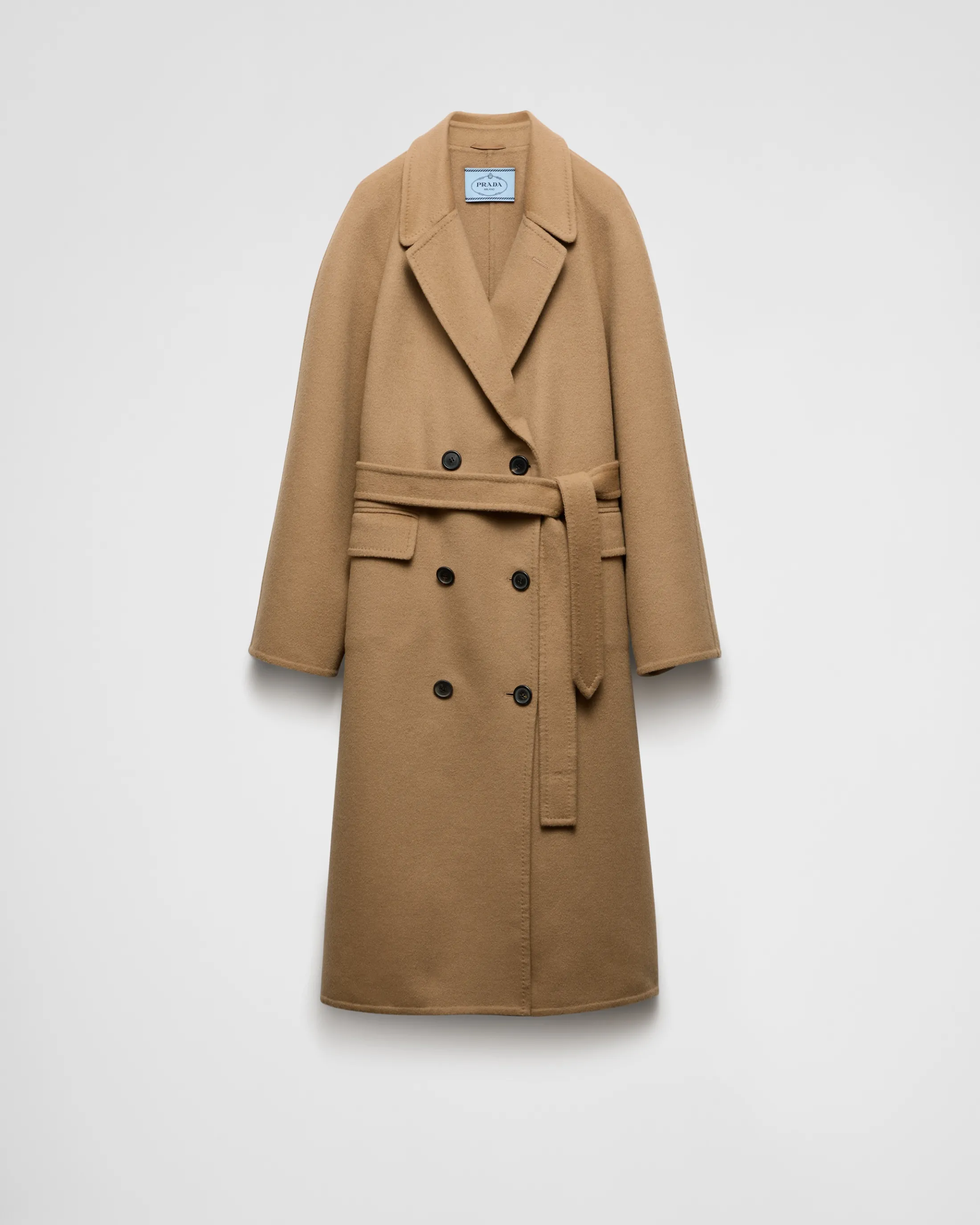 Prada Double-breasted cashgora coat Camelbrown Sale