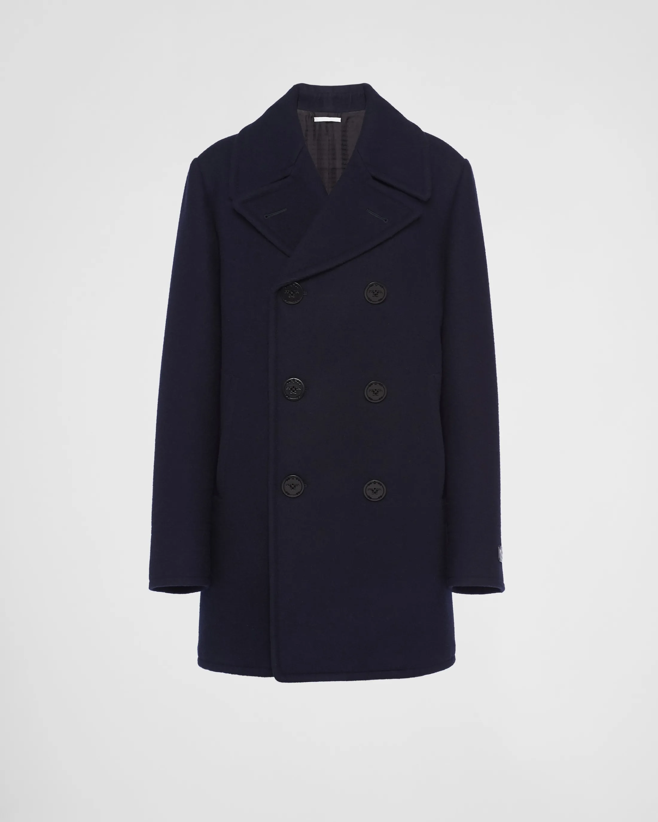 Prada Double-breasted cloth peacoat Navy Best Sale