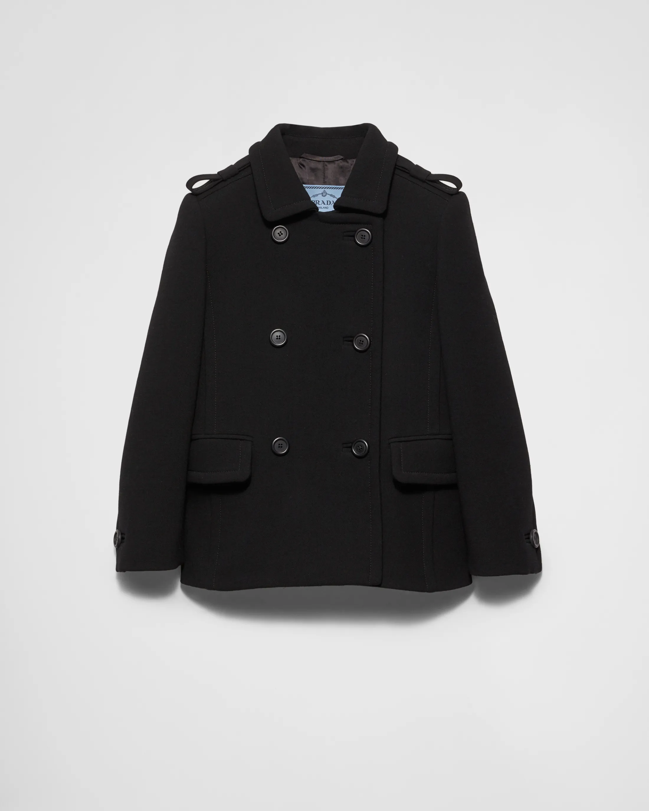 Prada Double-breasted natté jacket Black Best