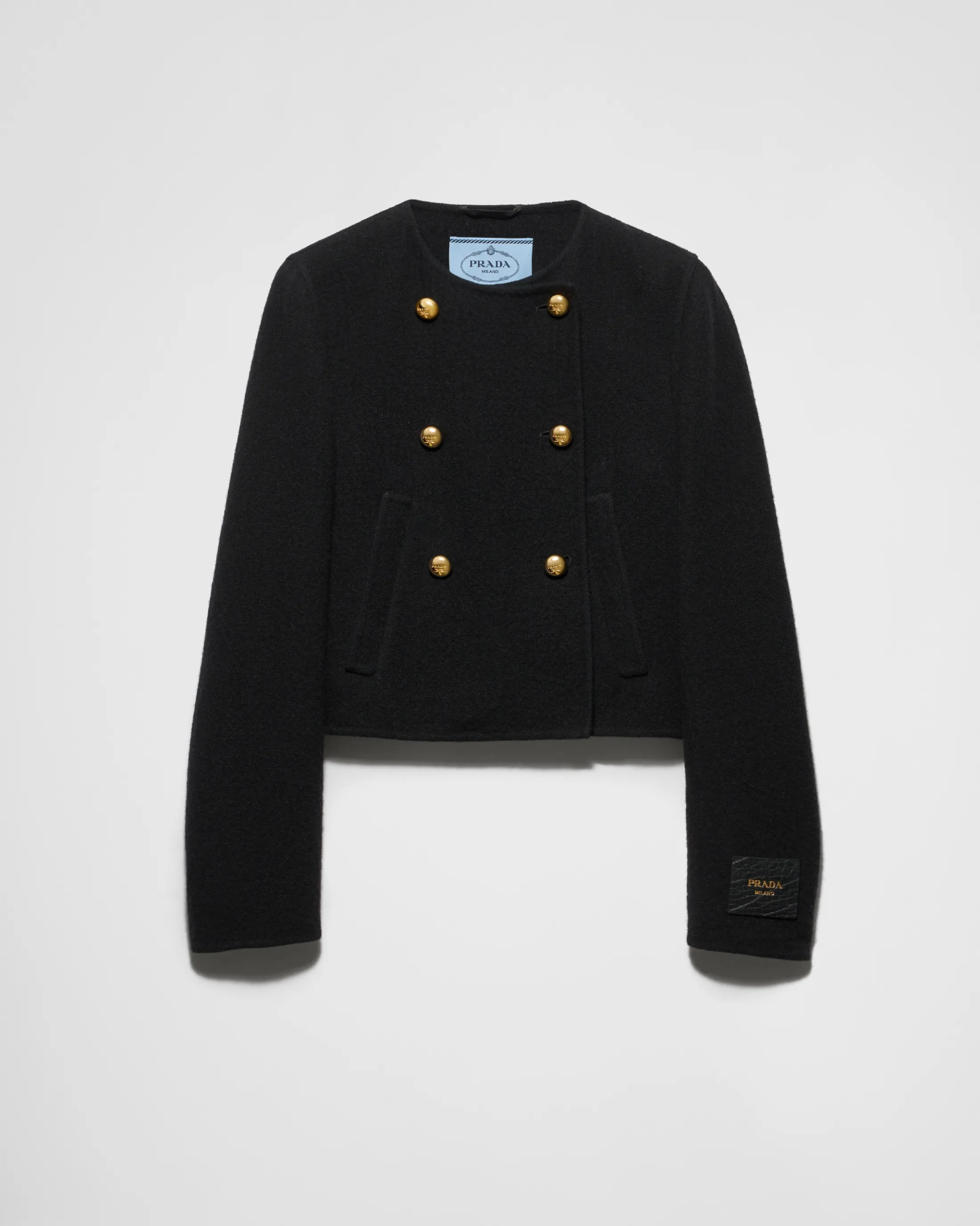 Prada Double-breasted twill jacket Black Cheap