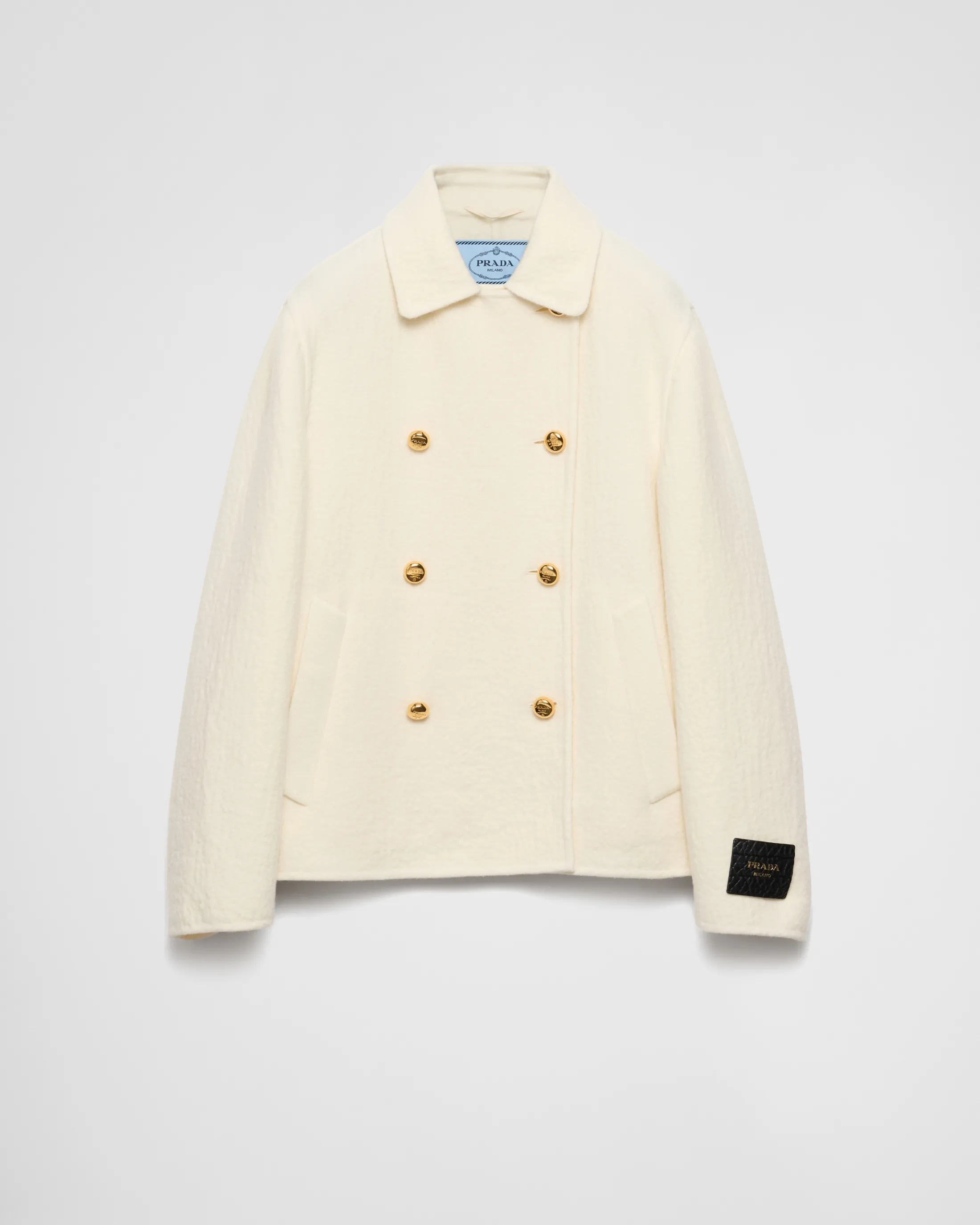 Prada Double-breasted twill jacket Ivory Hot