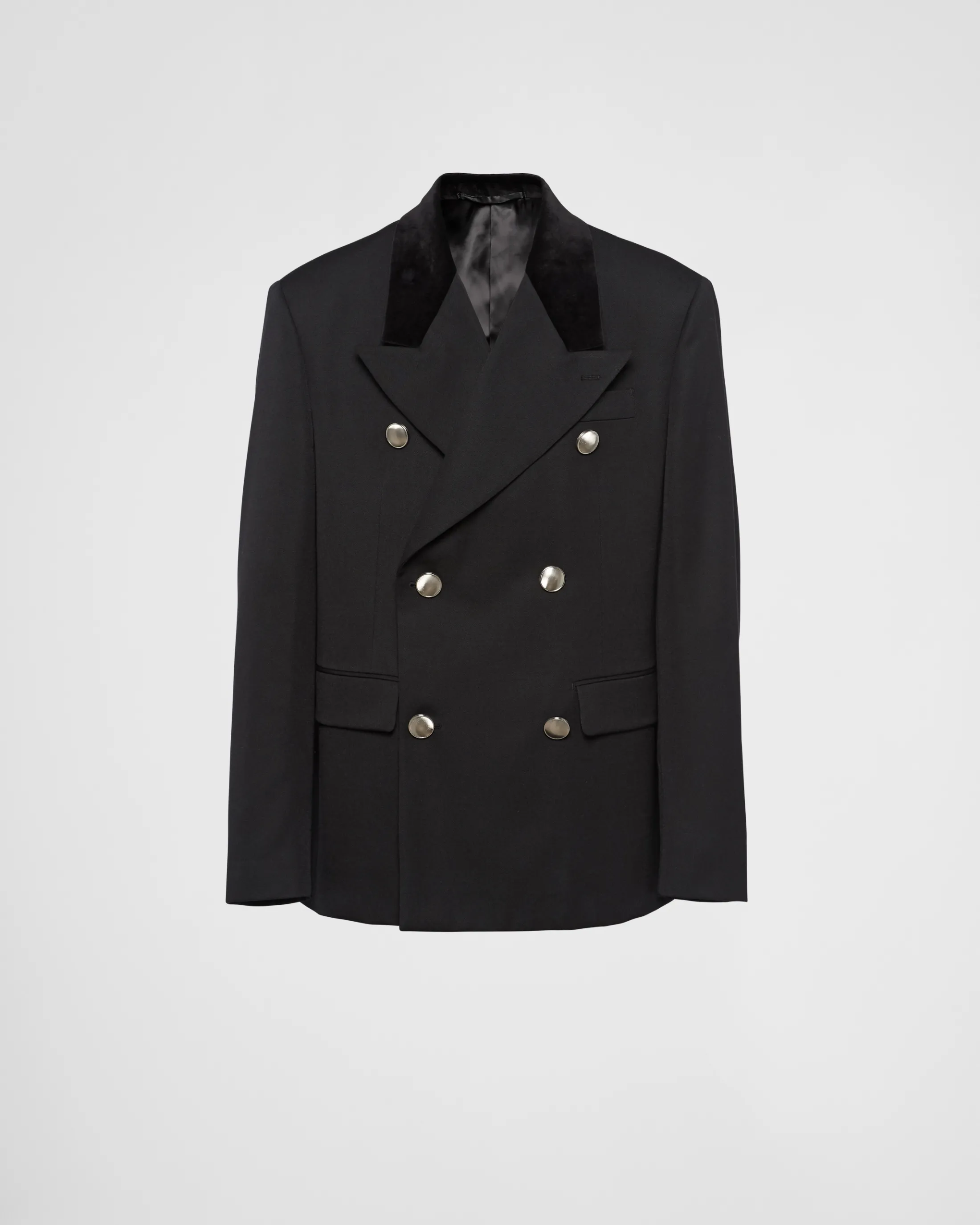 Prada Double-breasted wool jacket Black Outlet