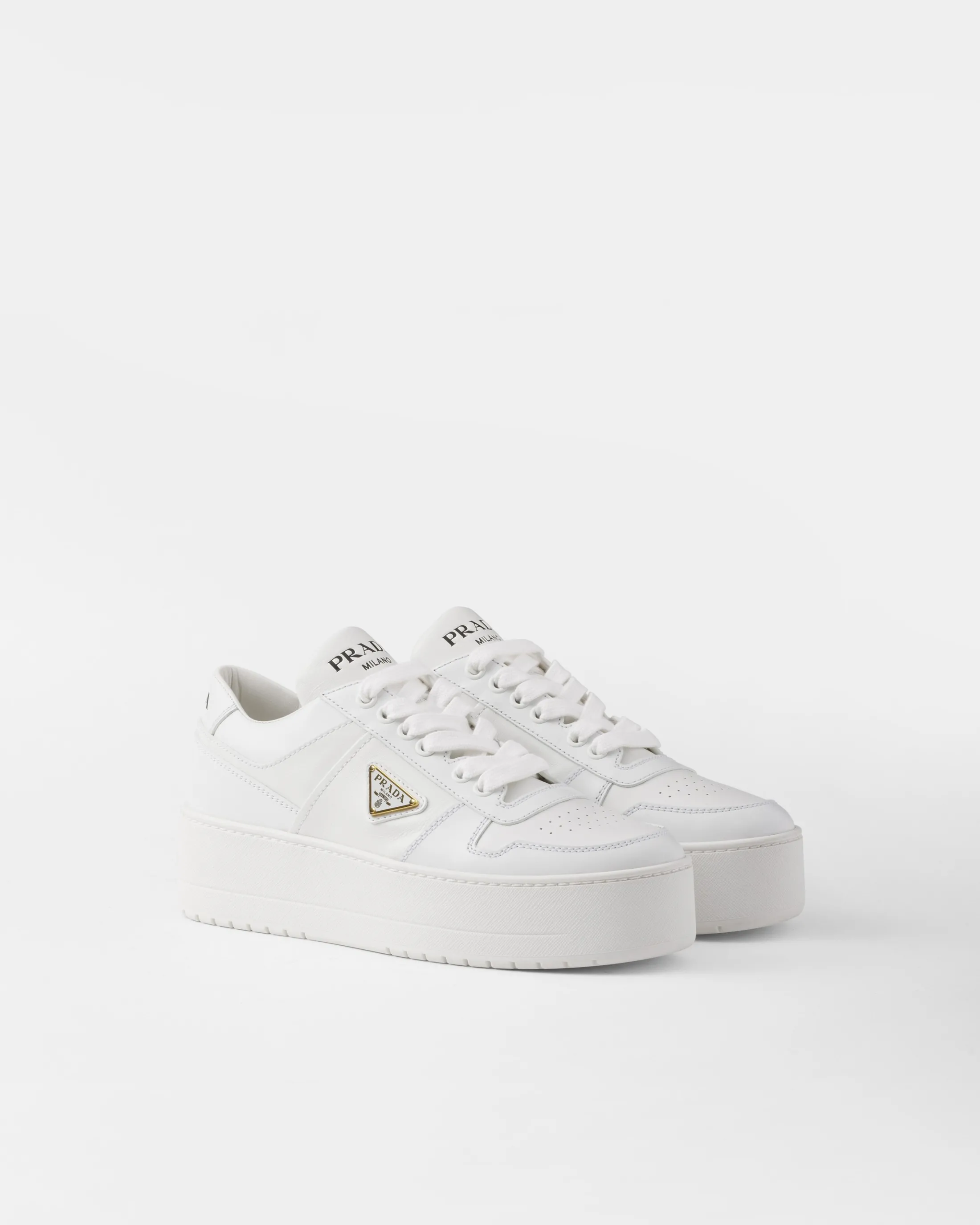 Prada Downtown Bold leather sneakers White Outlet