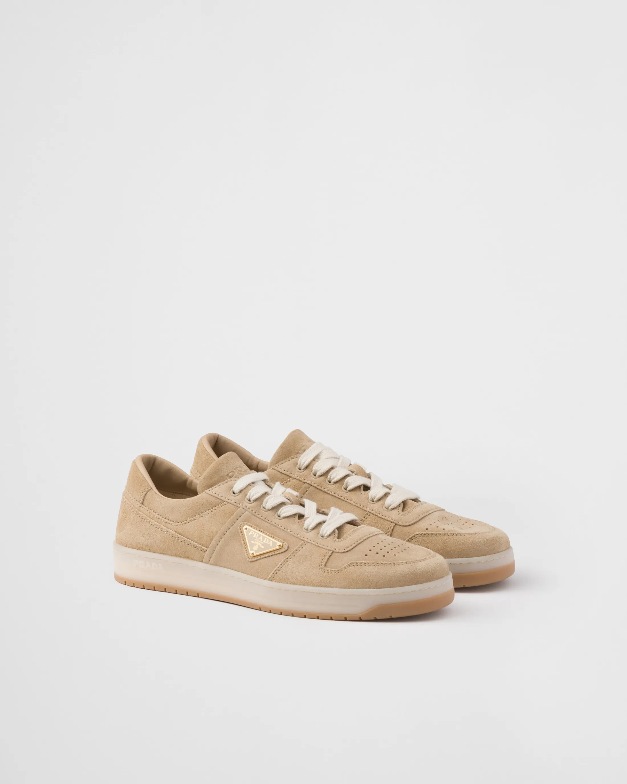 Prada Downtown delavé suede sneakers Ecru Online