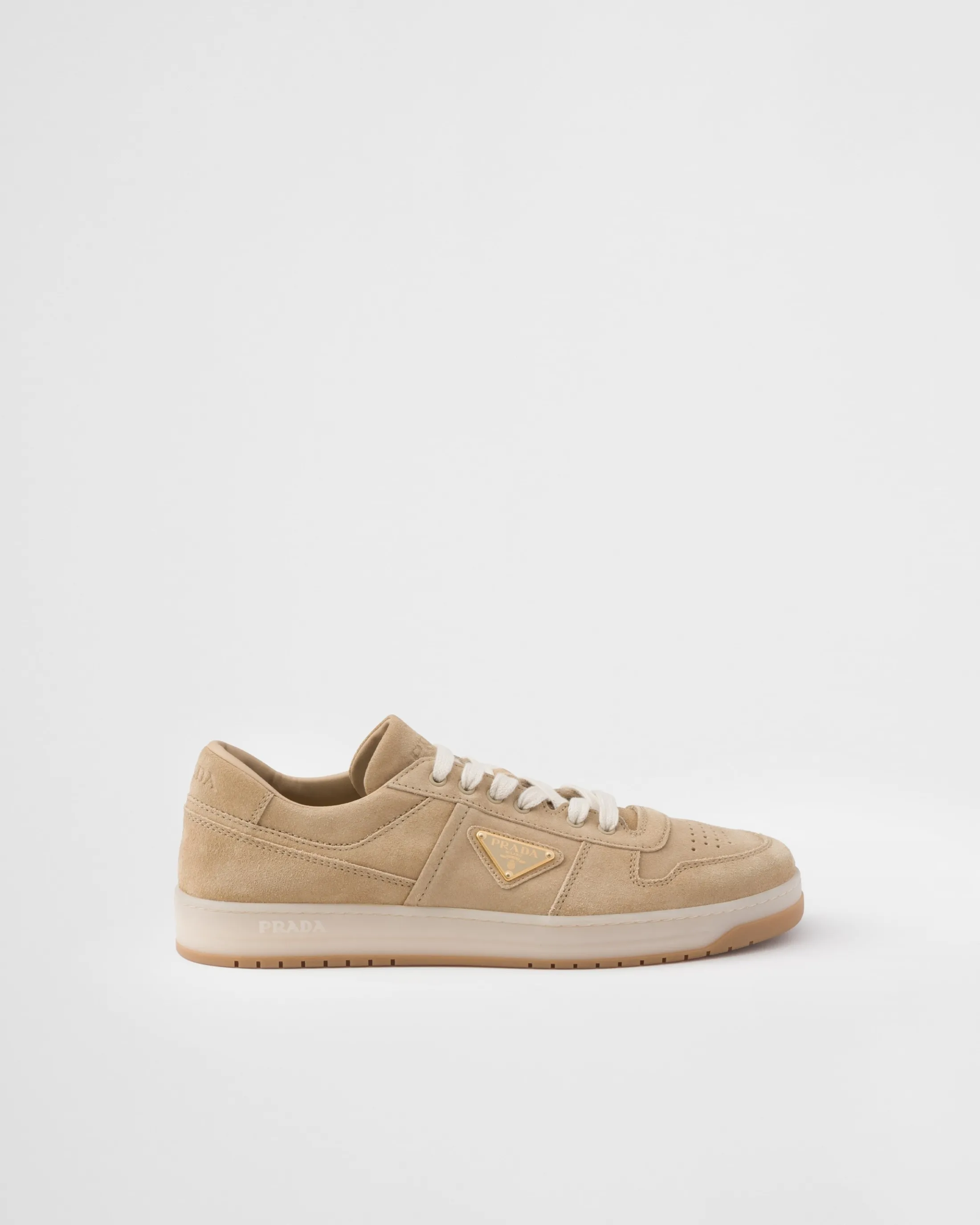 Prada Downtown delavé suede sneakers Ecru Online