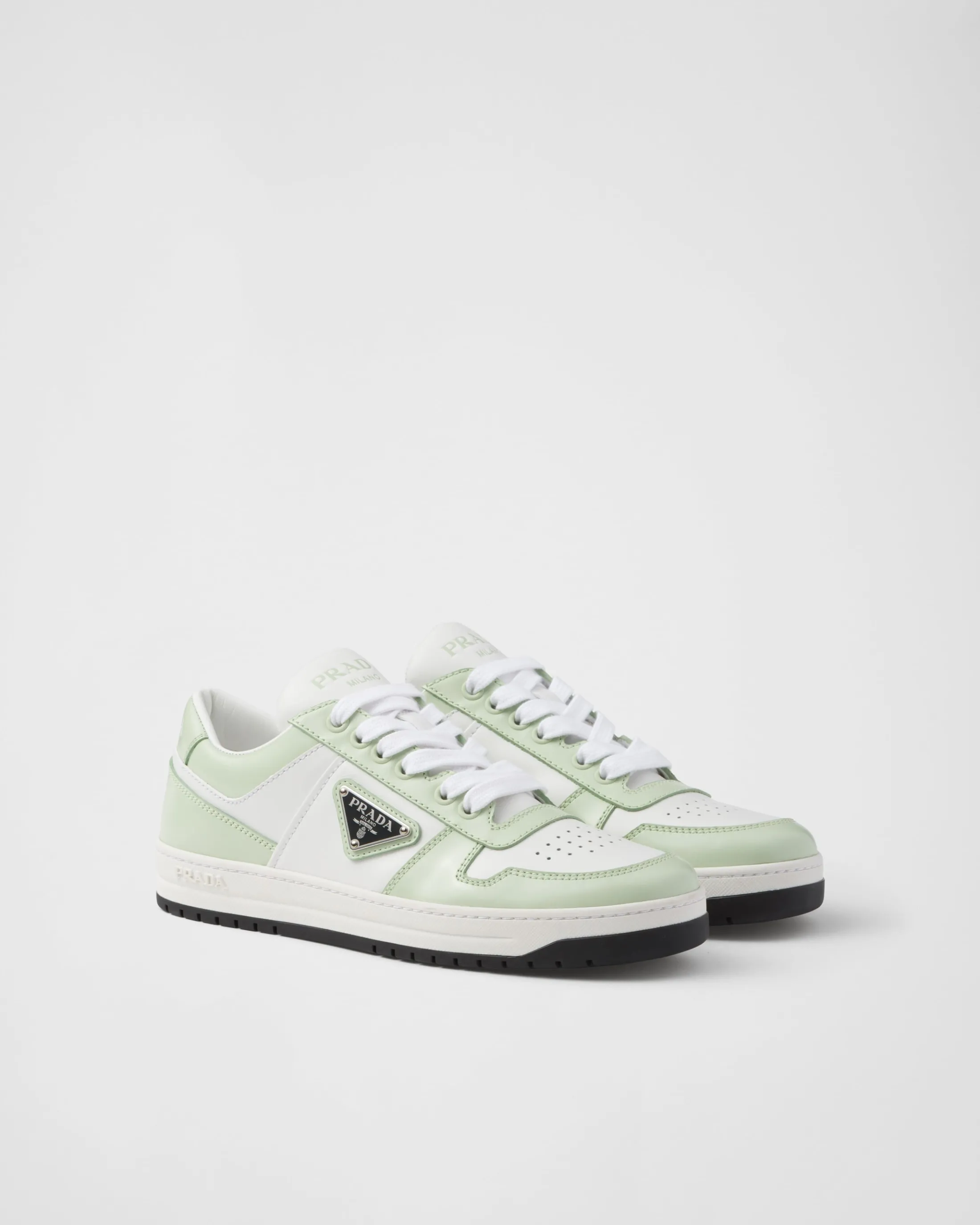 Prada Downtown leather sneakers White/aqua Fashion