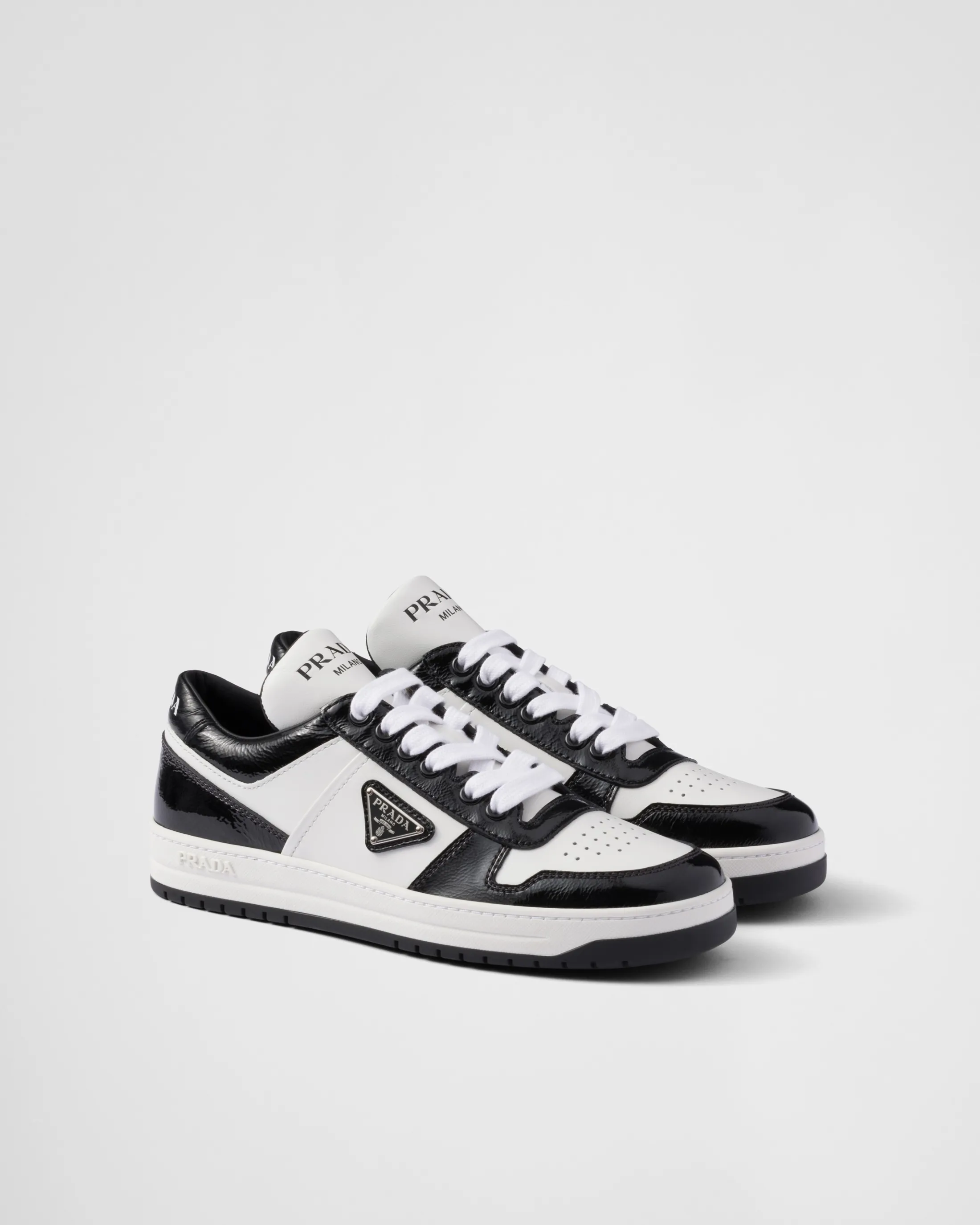 Prada Downtown leather sneakers White/black Best Sale