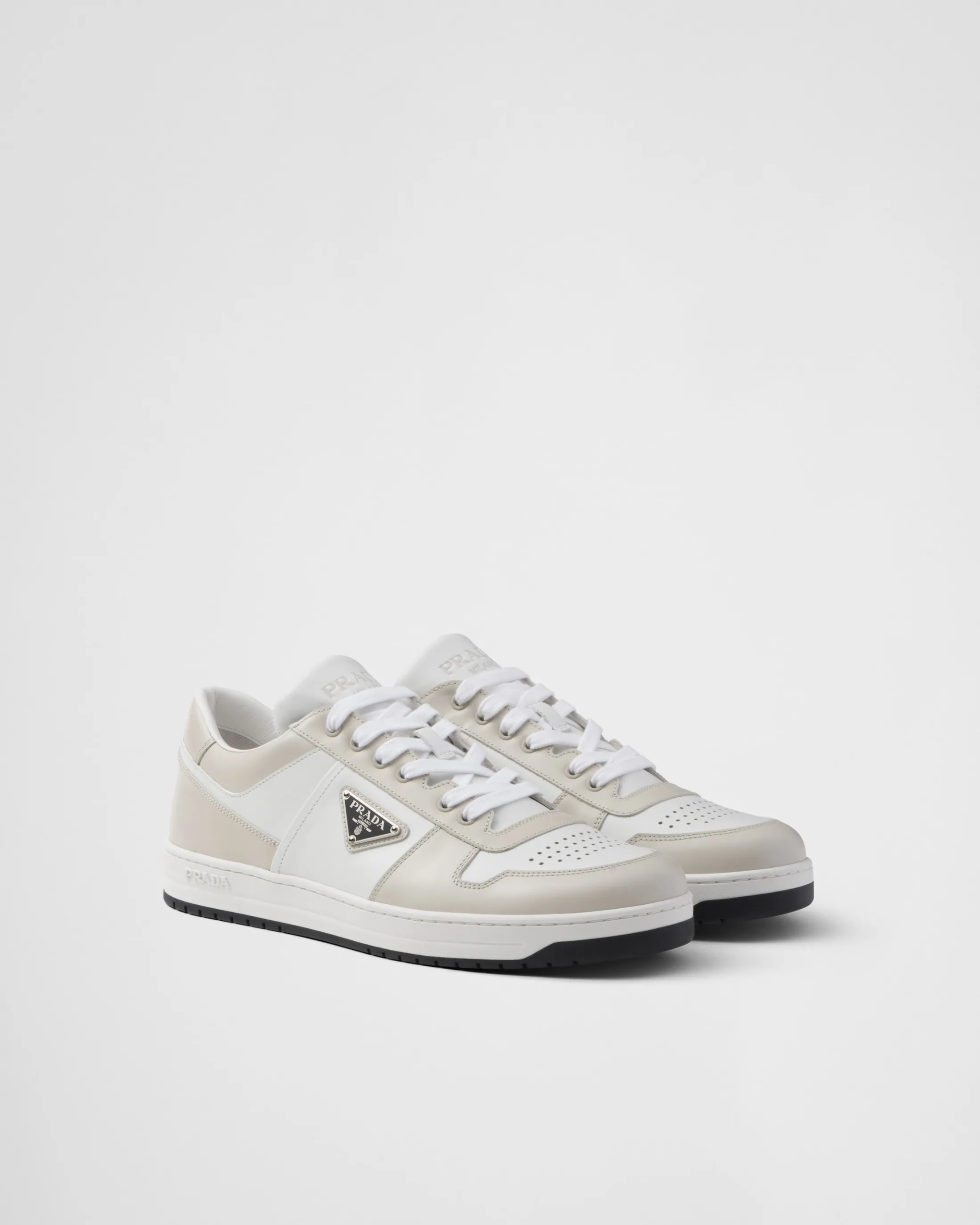 Prada Downtown leather sneakers White/dustygray Hot