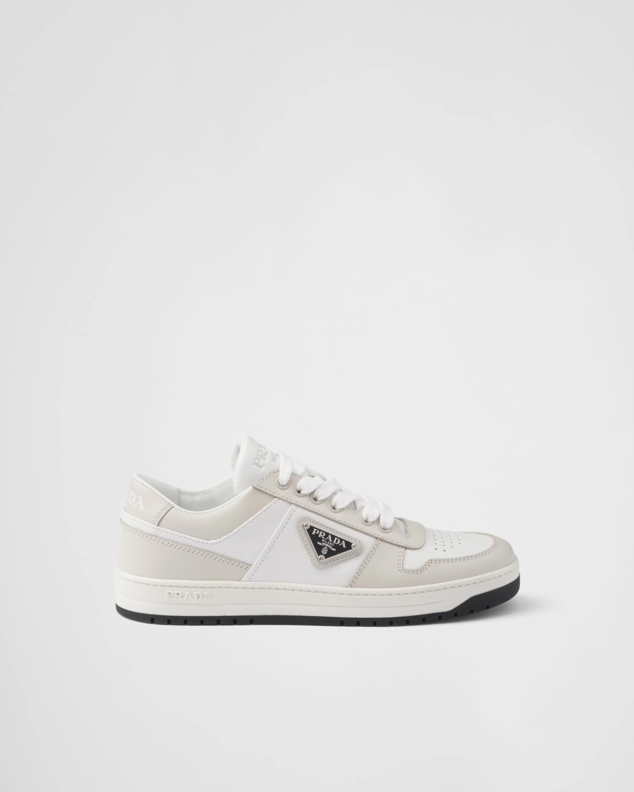 Prada Downtown leather sneakers White/dustygray Discount