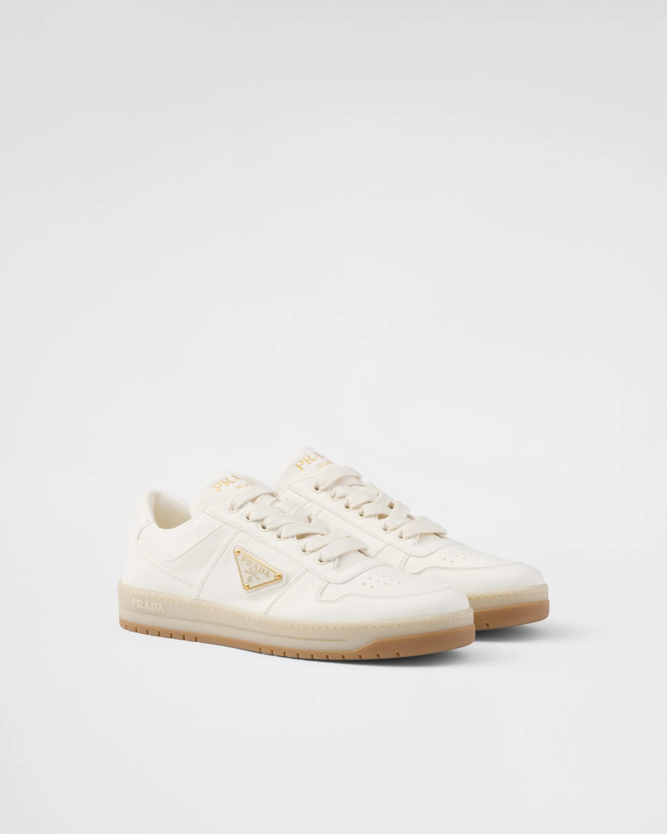 Prada Downtown nappa leather sneakers Ivory Shop