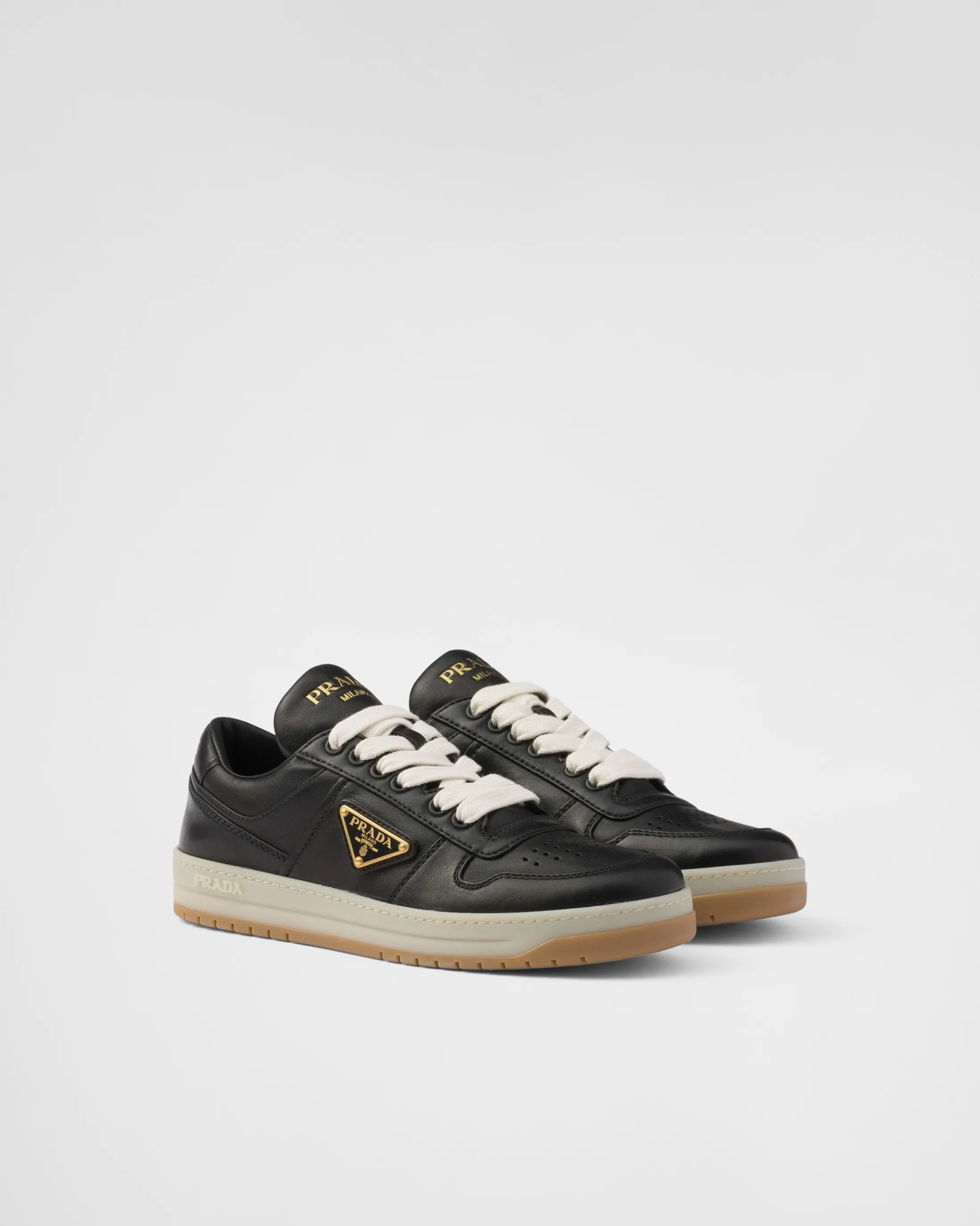 Prada Downtown nappa leather sneakers Black Outlet