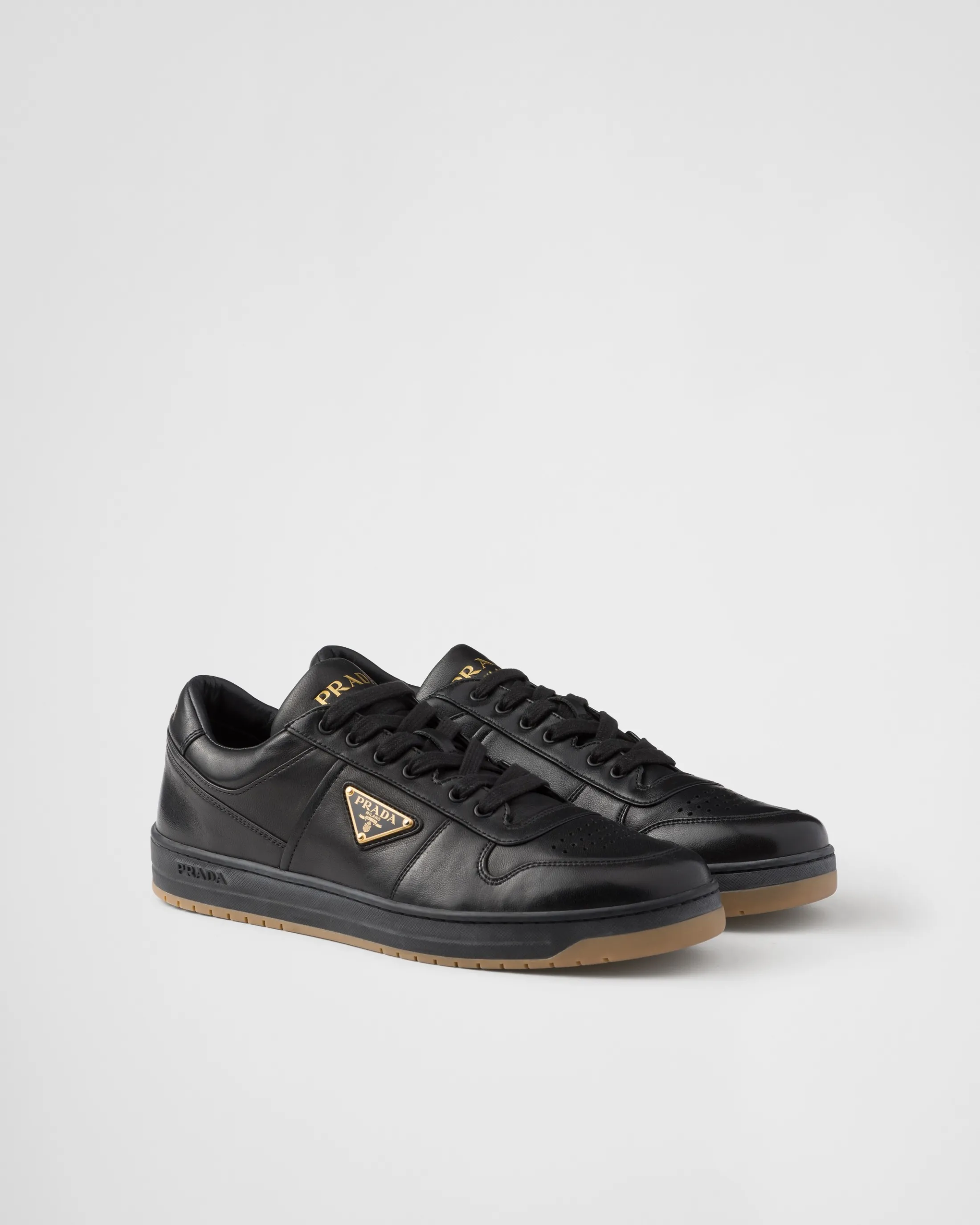 Prada Downtown nappa leather sneakers Black Clearance