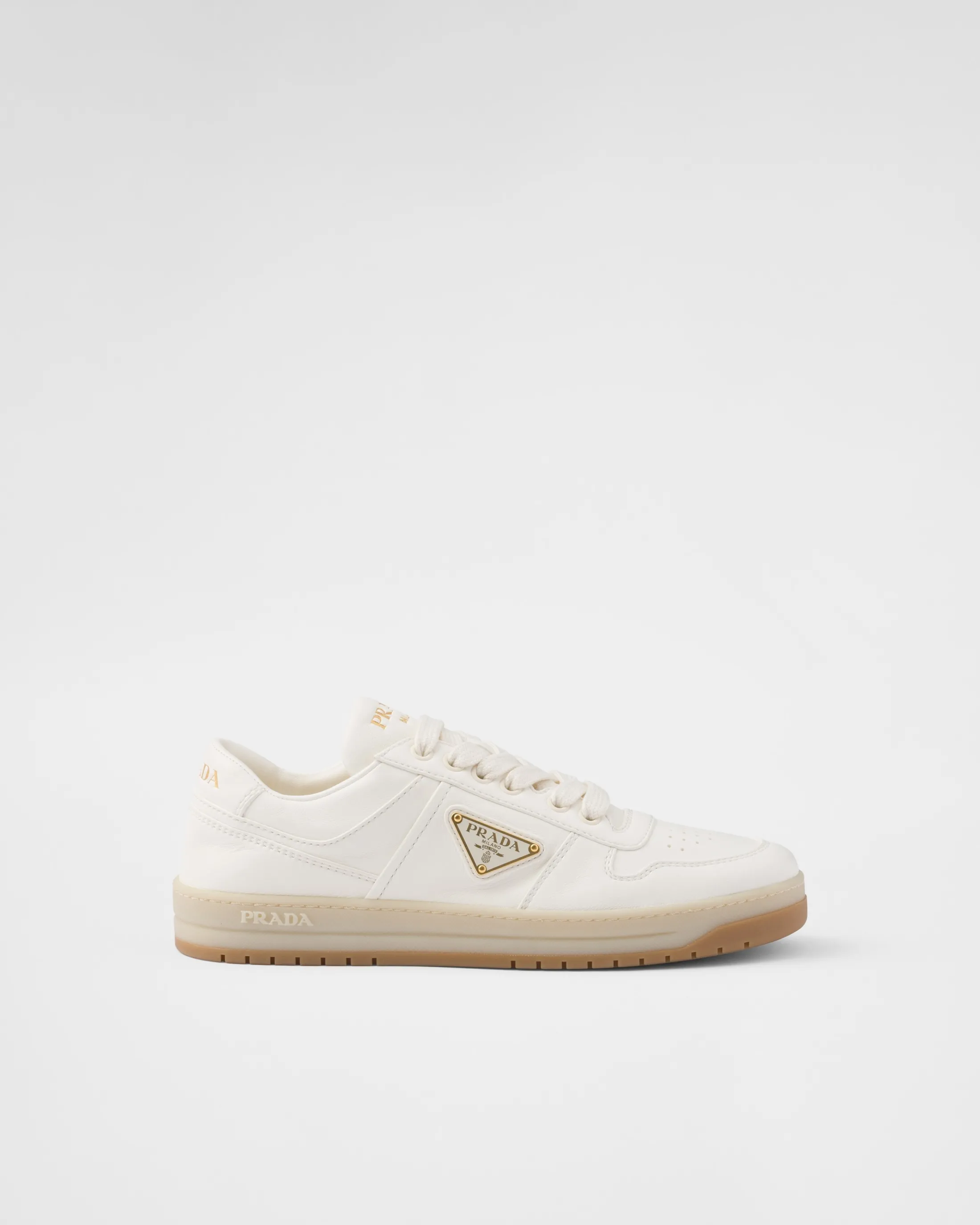 Prada Downtown nappa leather sneakers Ivory Shop