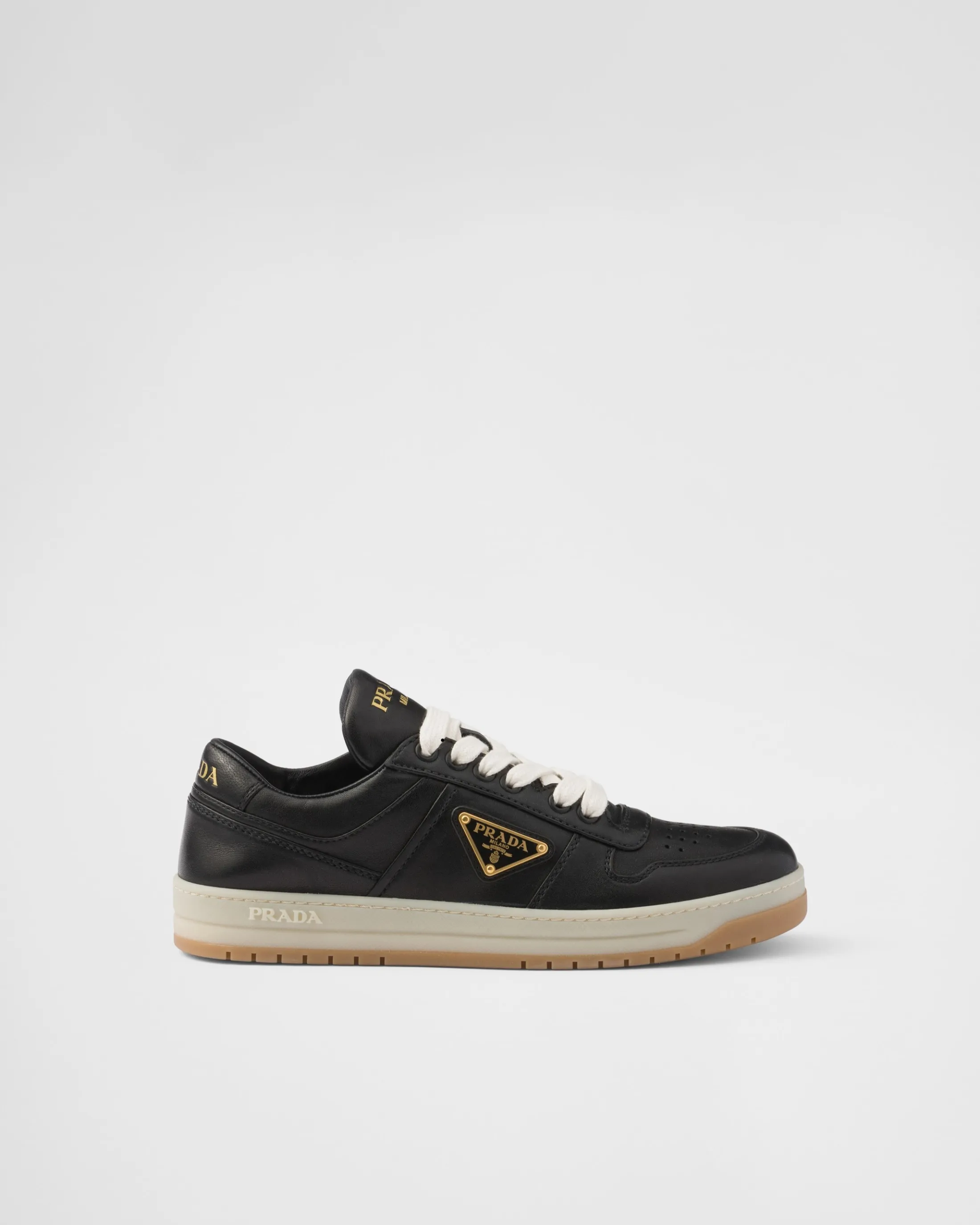 Prada Downtown nappa leather sneakers Black Outlet